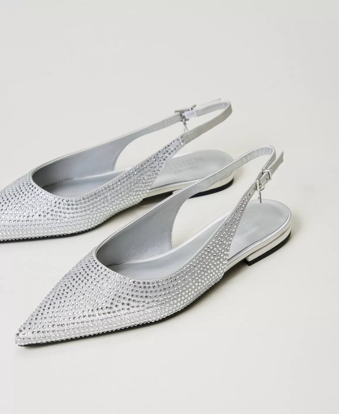 TWINSET Milano Ballerines Et Mocassins | Chaussures Plates*Ballerines Slingbacks Avec Strass Gris Fumé