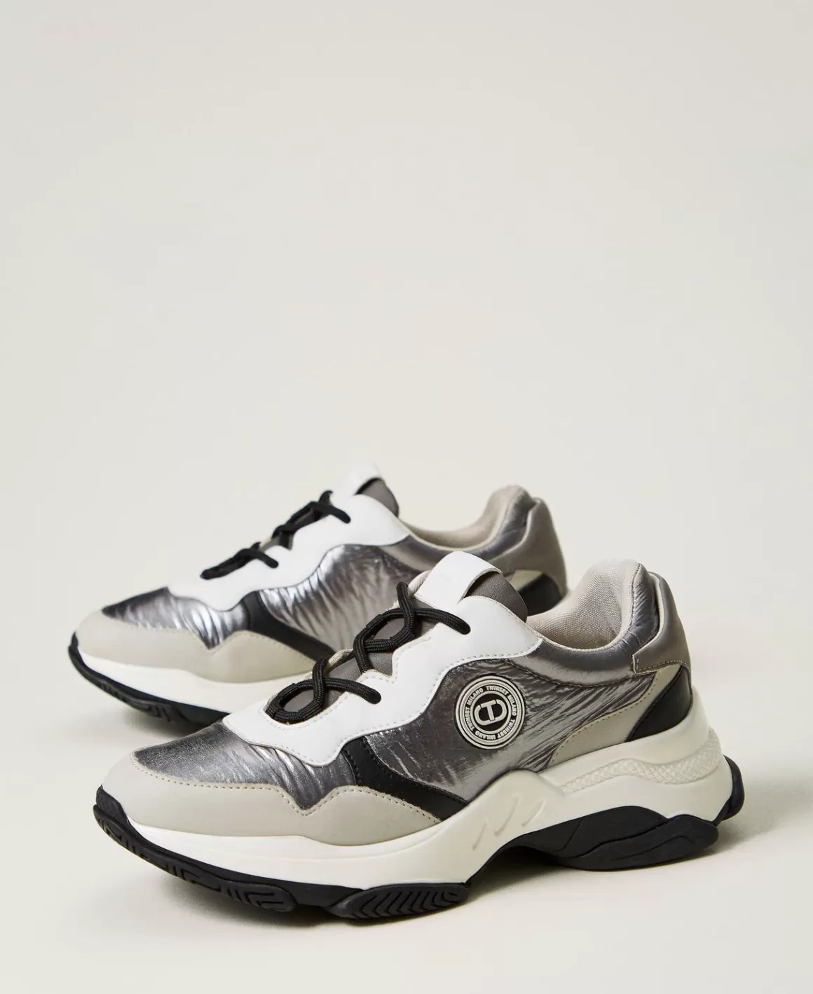 TWINSET Milano Chaussures Plates | Baskets*Baskets De Running Color Block Argent