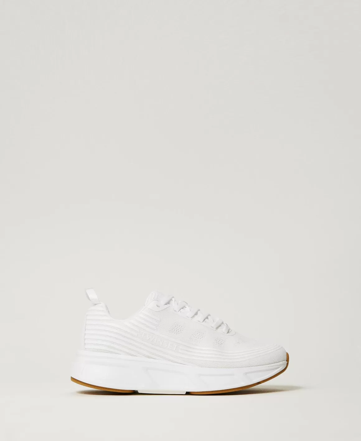 TWINSET Milano Chaussures Plates | Baskets*Baskets Fessura Rayées Avec Logo Blanc