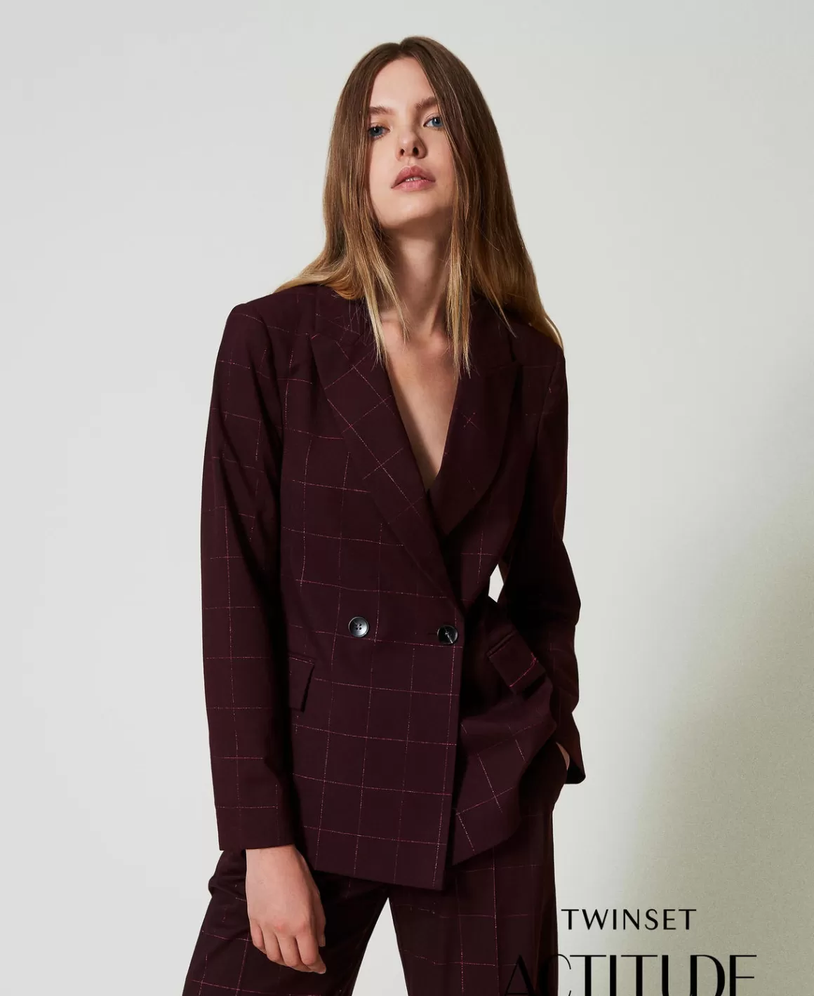 TWINSET Milano Blousons Et Doudounes | Blazers*Blazer à Carreaux Avec Lurex Potent Purple