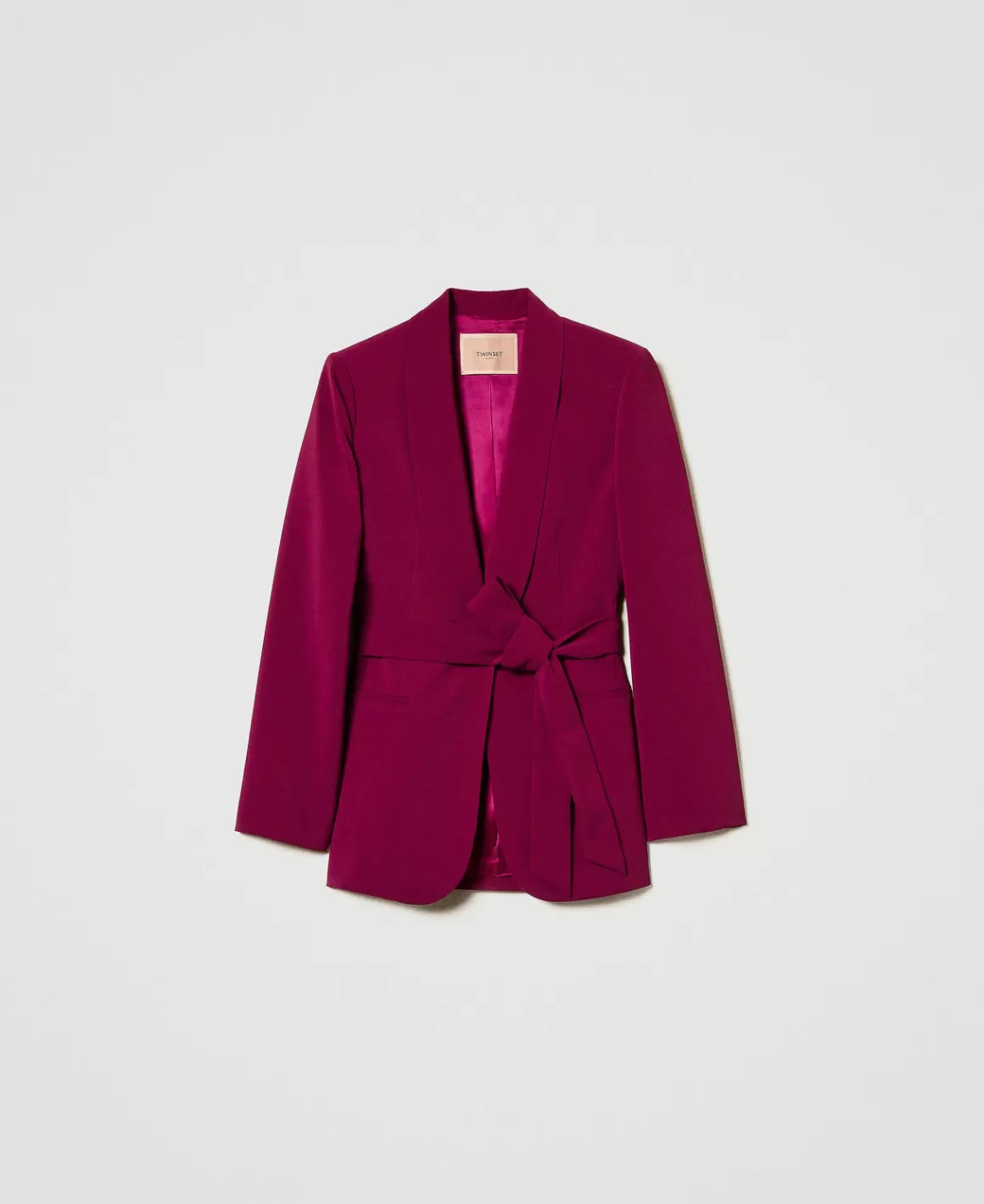 TWINSET Milano Blousons Et Doudounes | Blazers*Blazer Avec Ceinture Et Chaîne Oval T Violet « Prune Rouge »