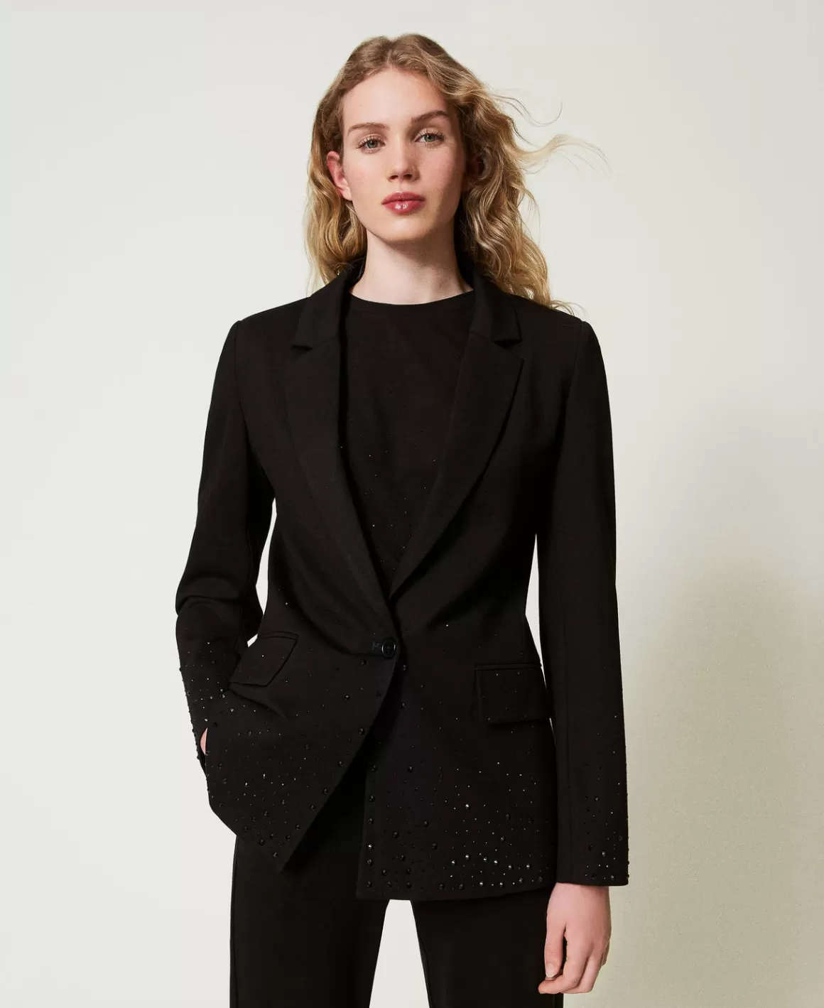 TWINSET Milano Blousons Et Doudounes | Blazers*Blazer Avec Strass Dégradés Noir