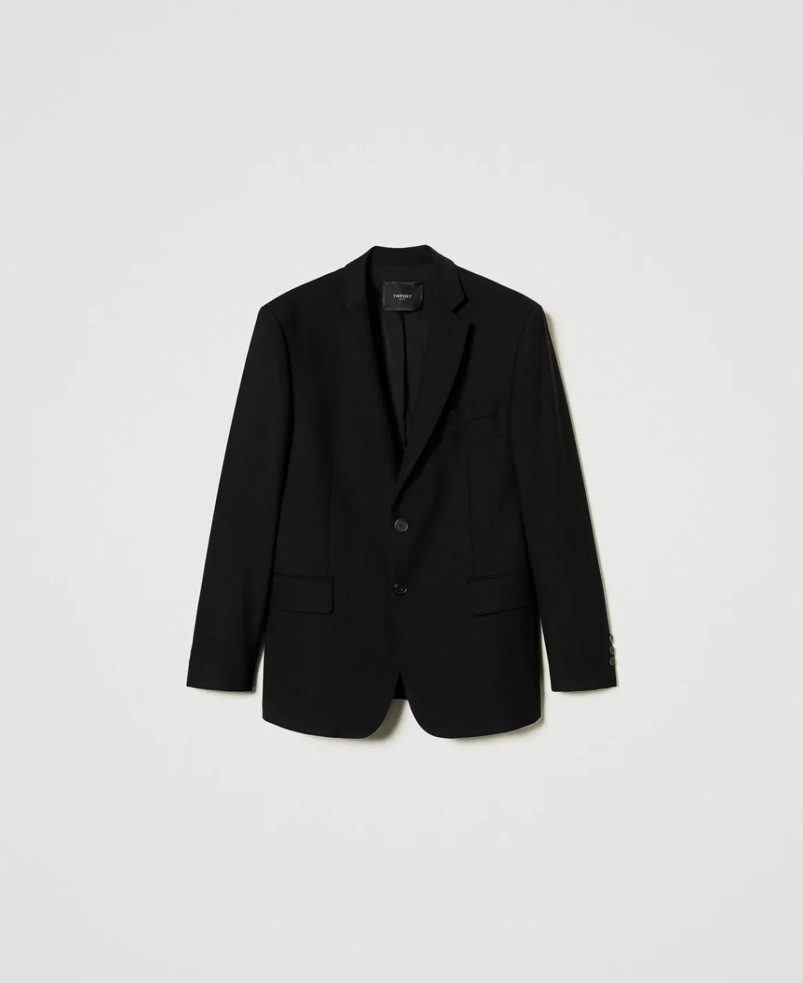 TWINSET Milano Blousons Et Doudounes | Blazers*Blazer Couture En Sergé De Laine Mélangée Noir