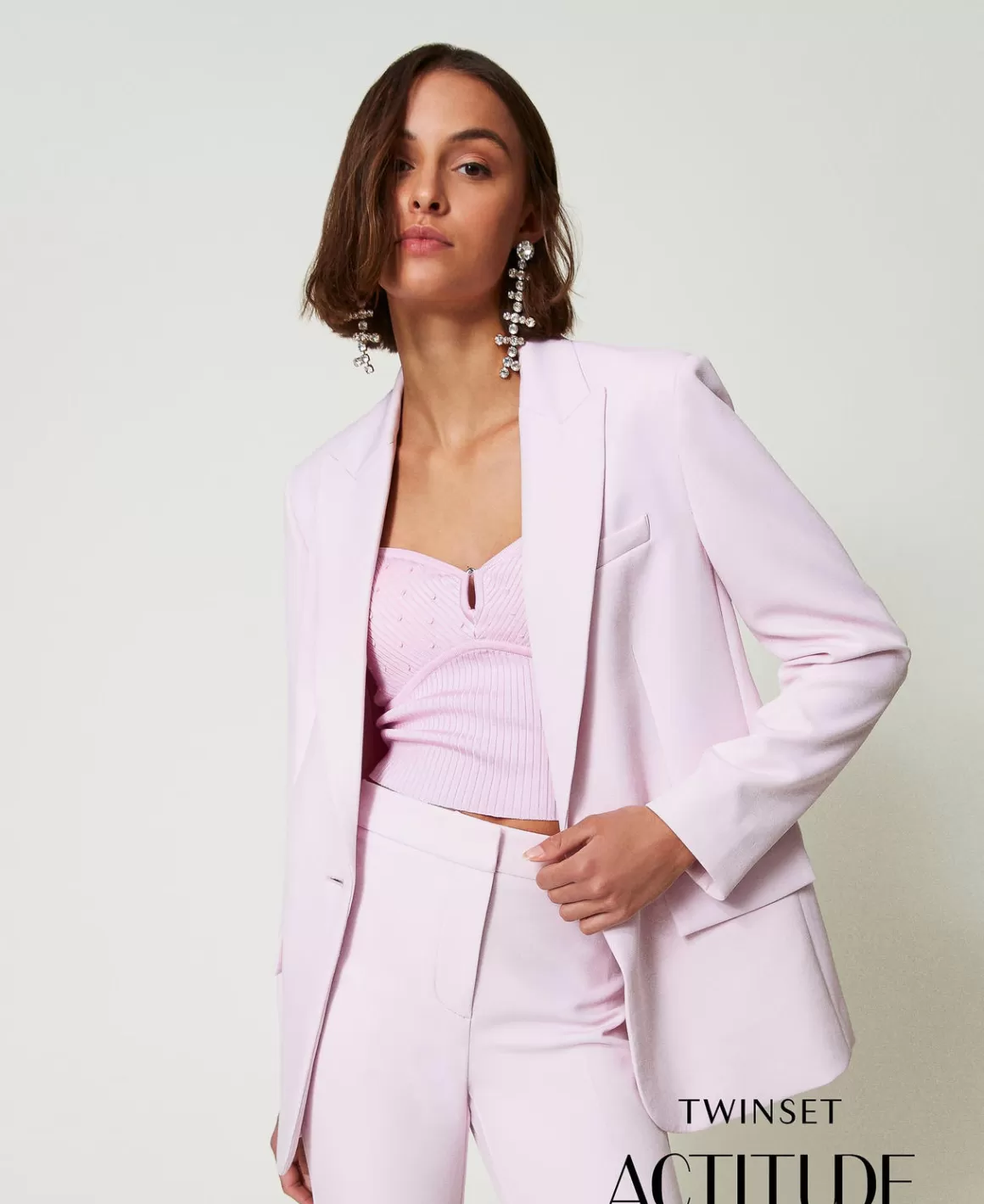 TWINSET Milano Blousons Et Doudounes | Blazers*Blazer En Crêpe Cady Rose « Pink Tulle »