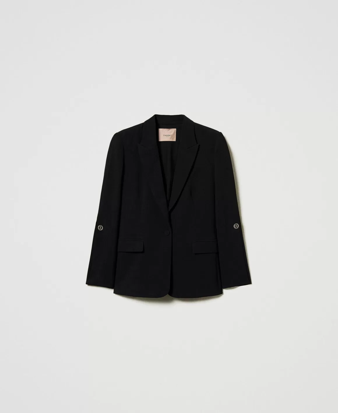 TWINSET Milano Blousons Et Doudounes | Blazers*Blazer En Crêpe Cady Avec Boutons De Manchette Noir