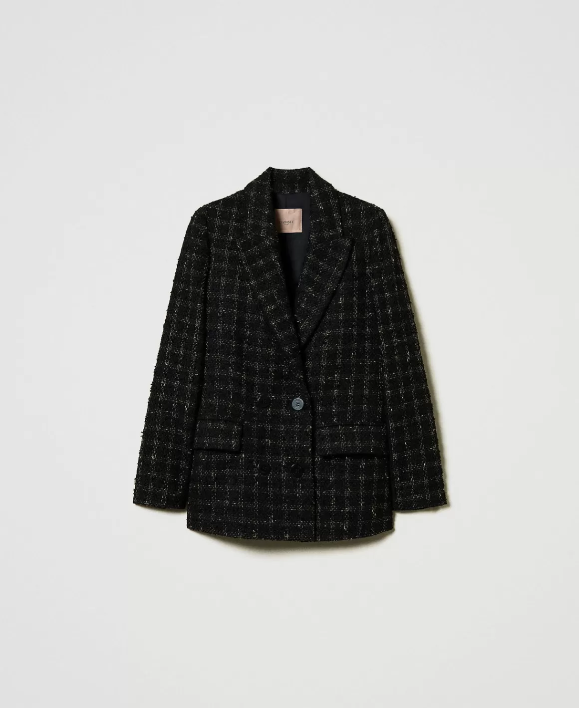 TWINSET Milano Blousons Et Doudounes | Blazers*Blazer En Tissu Bouclé Avec Motif à Carreaux Bouclé Noir/Or