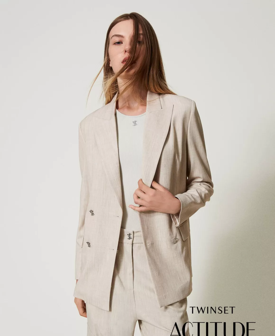 TWINSET Milano Blousons Et Doudounes | Blazers*Blazer MYFO Avec Broderie Dull Gold Chiné