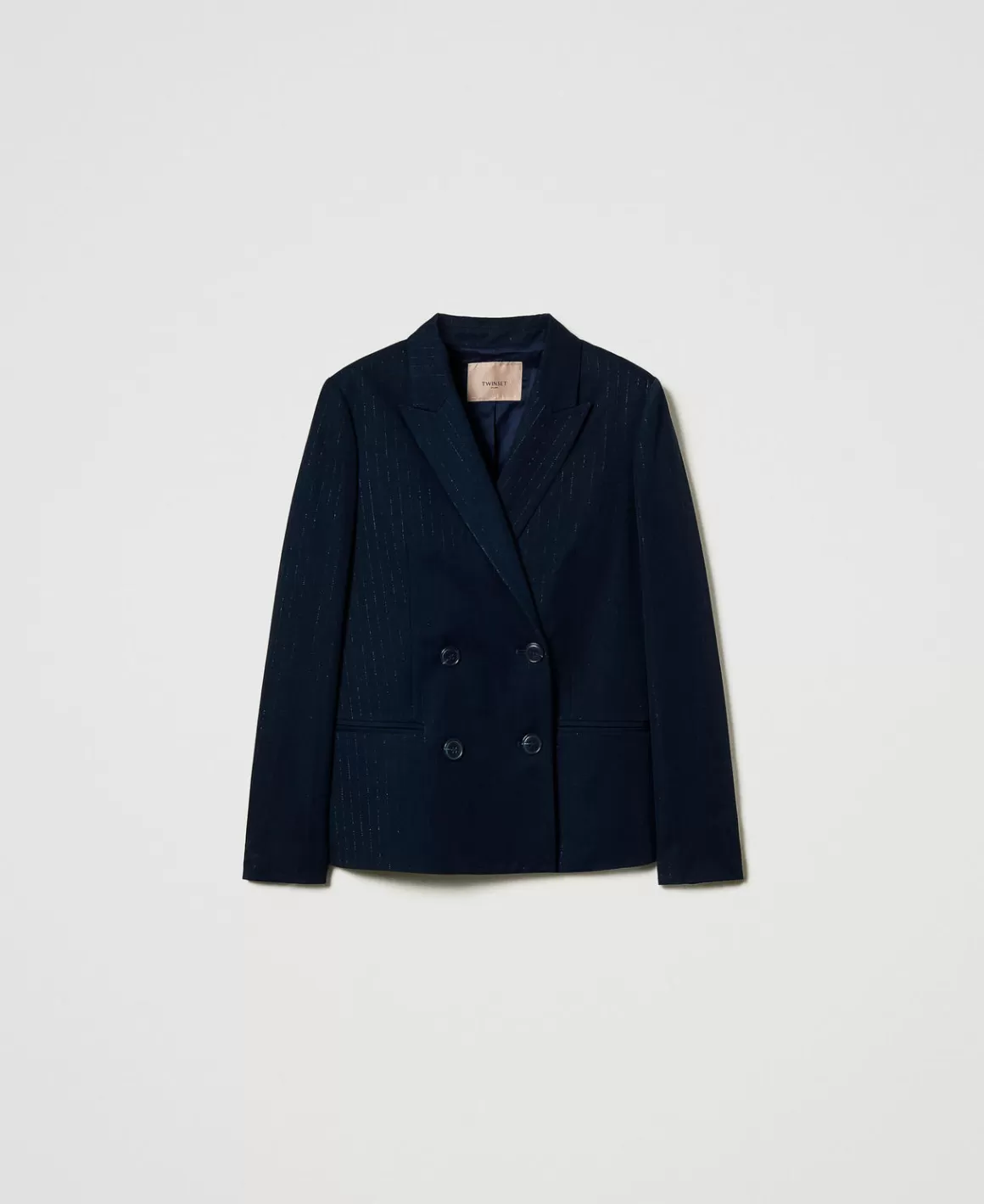 TWINSET Milano Blousons Et Doudounes | Blazers*Blazer Rayé Avec Lurex Indigo Rayure Lurex