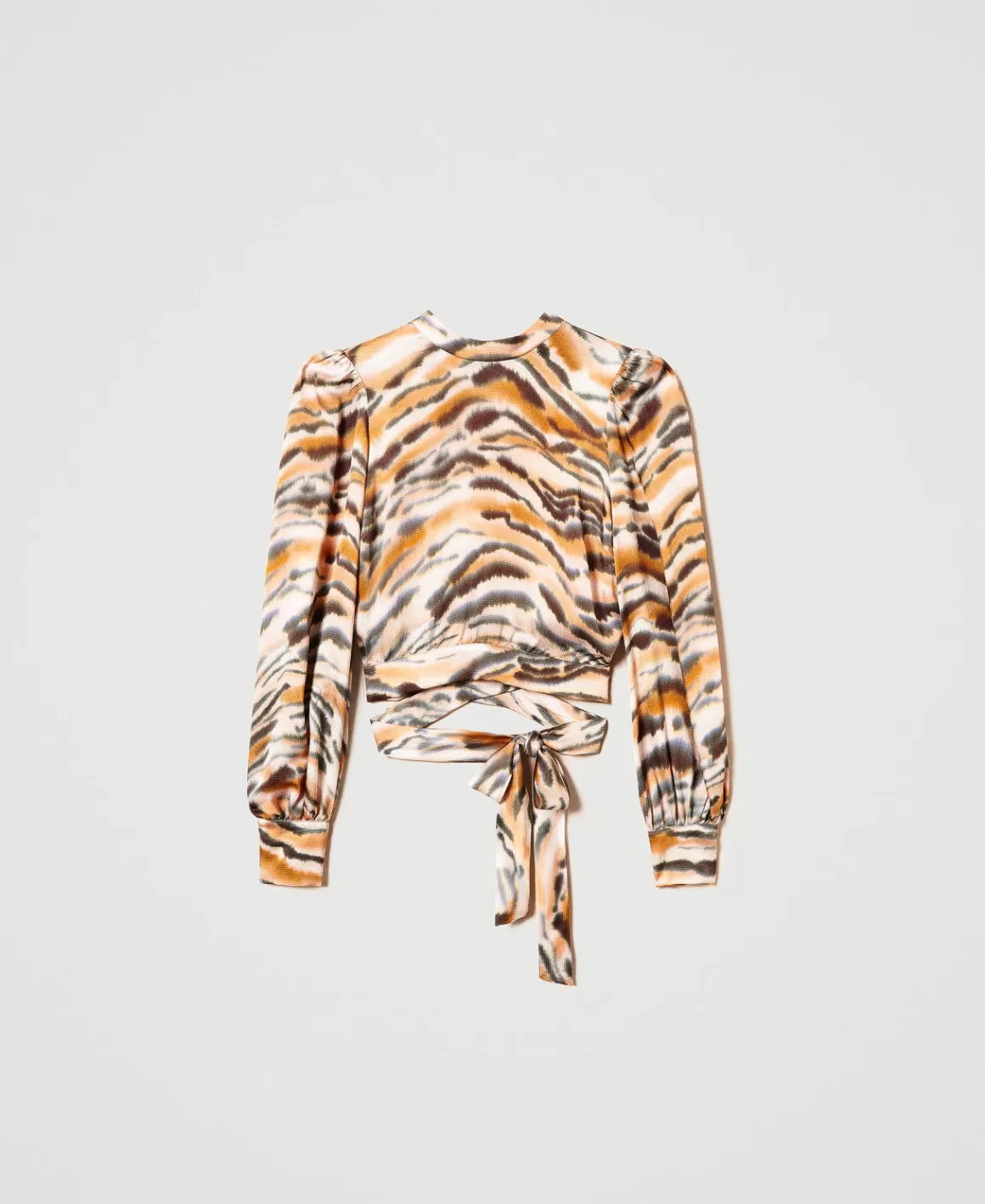 TWINSET Milano Blouses Et Chemises*Blouse Cropped En Satin Animalier Imprimé Tigre Orange « Tanné »/Noir