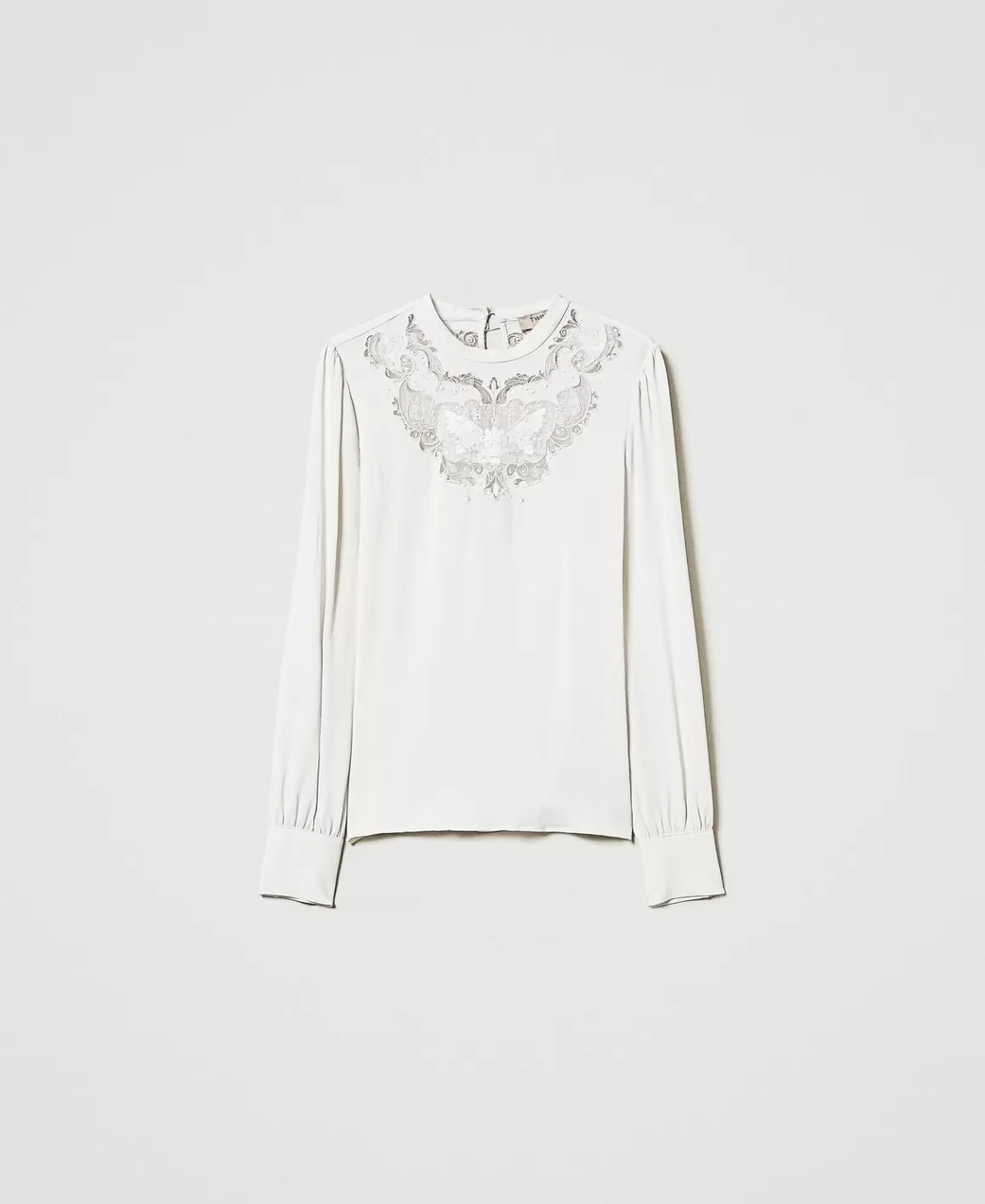 TWINSET Milano Blouses Et Chemises*Blouse En Crêpe Avec Broderie Florale Blanc « White Cream »