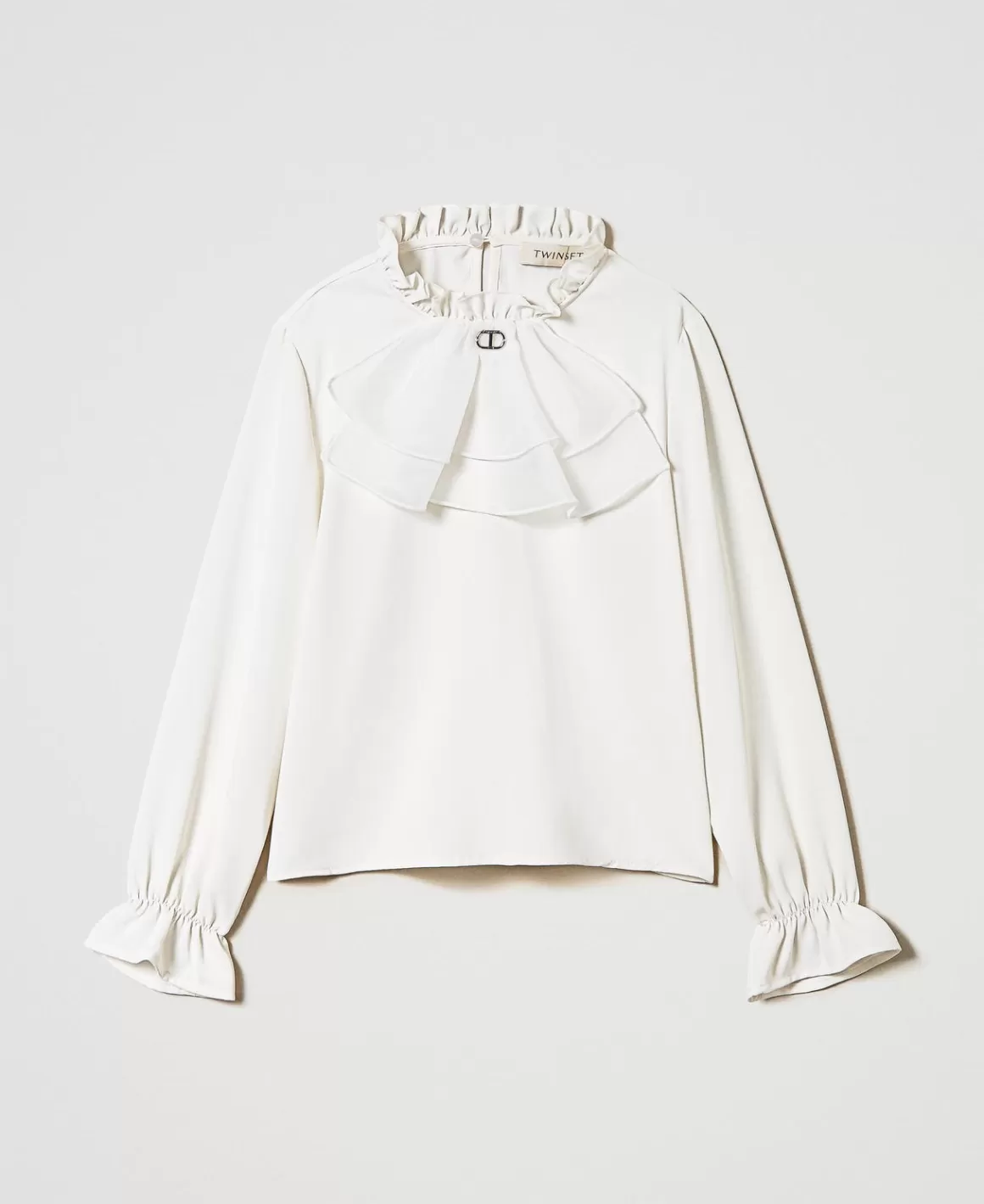 TWINSET Milano Blouses Et Chemises*Blouse En Crêpe De Chine Avec Jabot Off White