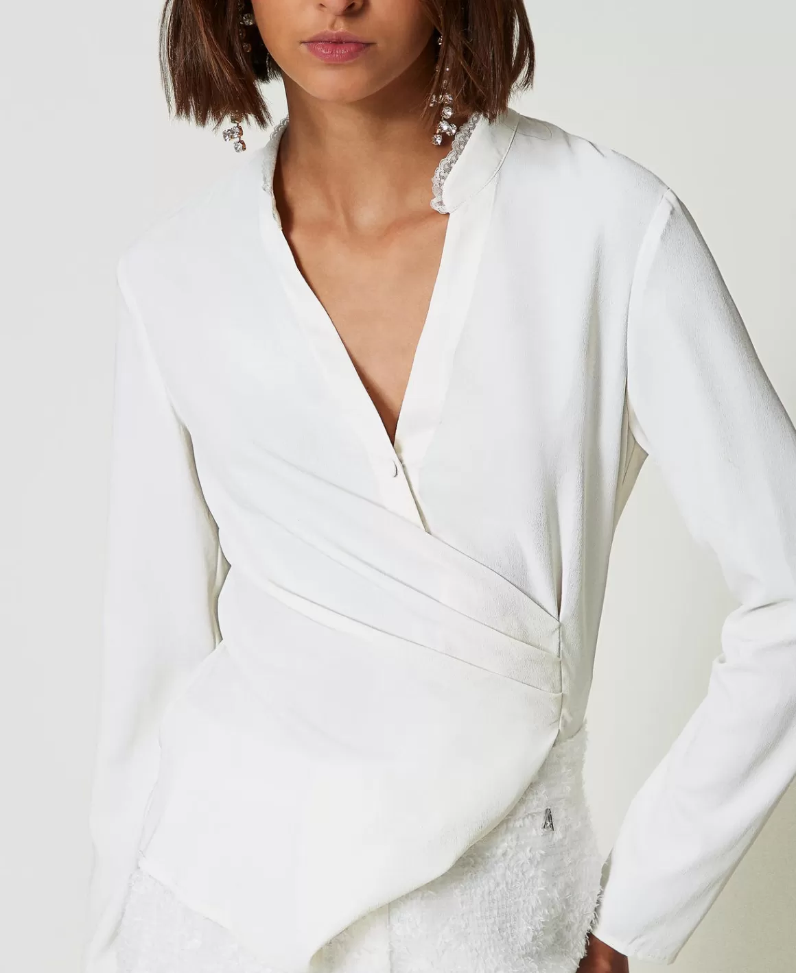 TWINSET Milano Blouses Et Chemises*Blouse En Crêpe De Chine Recyclé Crème White