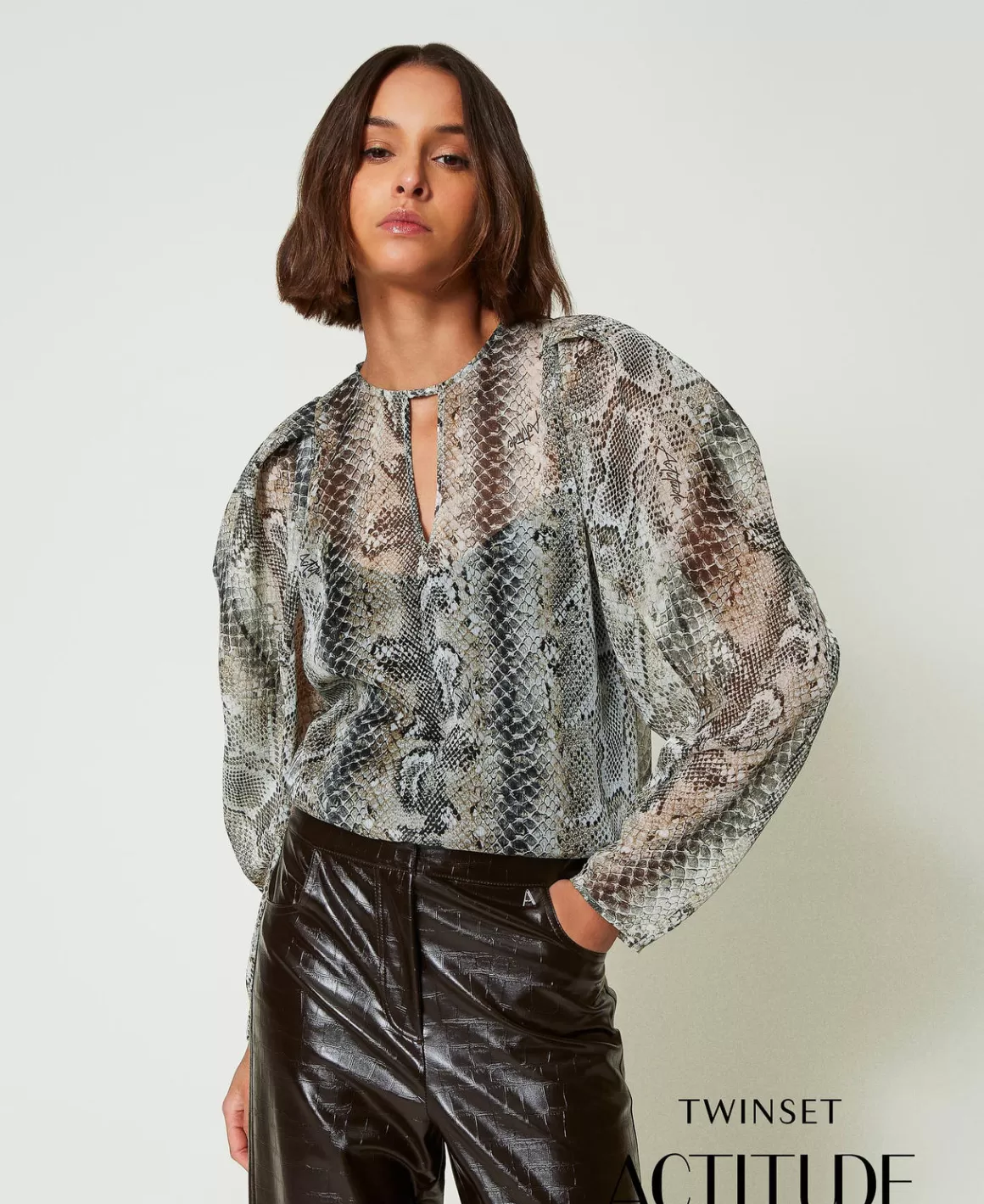 TWINSET Milano Blouses Et Chemises*Blouse En Crépon Avec Imprimé Serpent Imprimé Soft Serpent