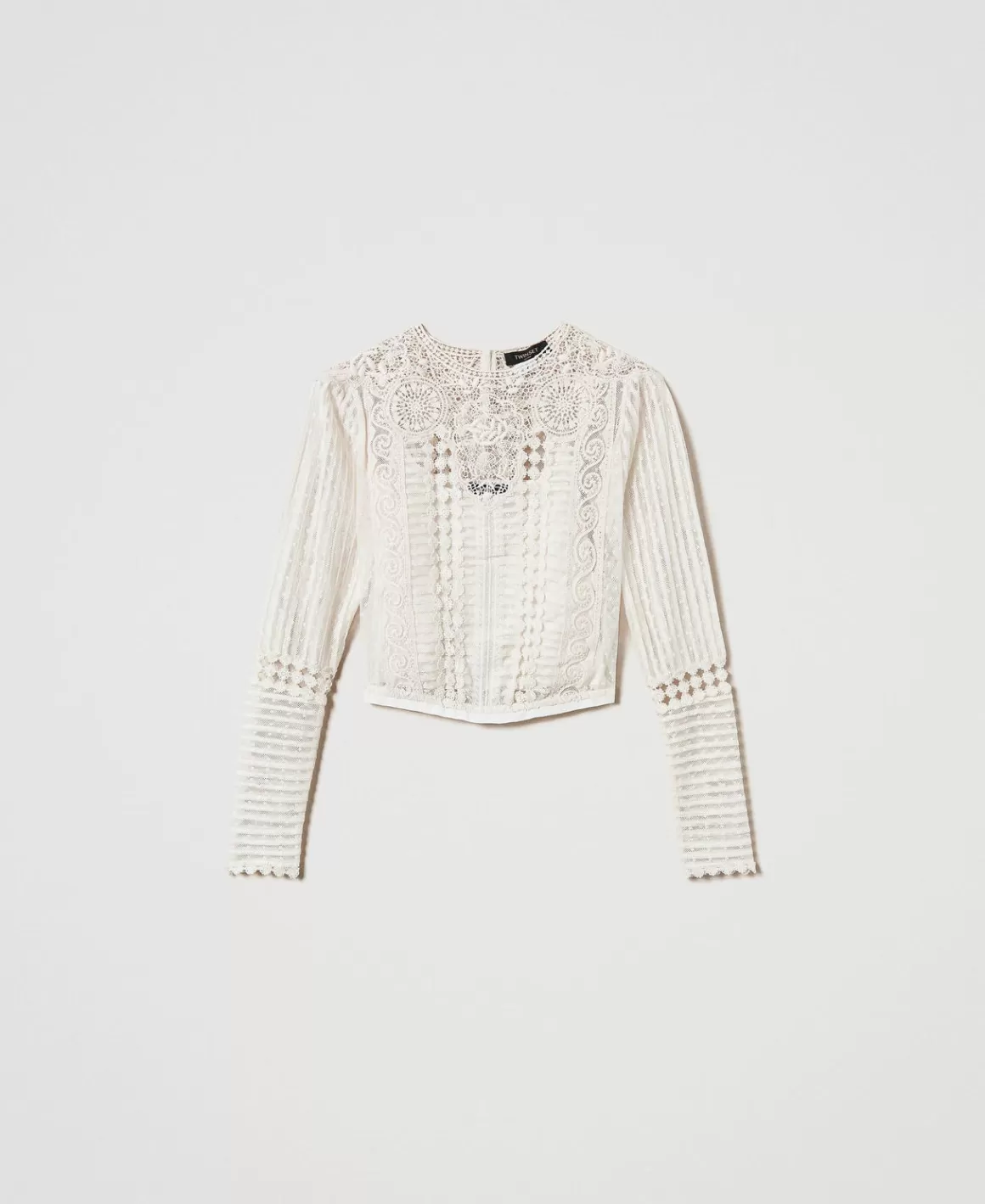 TWINSET Milano Blouses Et Chemises*Blouse En Mousseline Avec Dentelle Et Broderies Blanc Neige