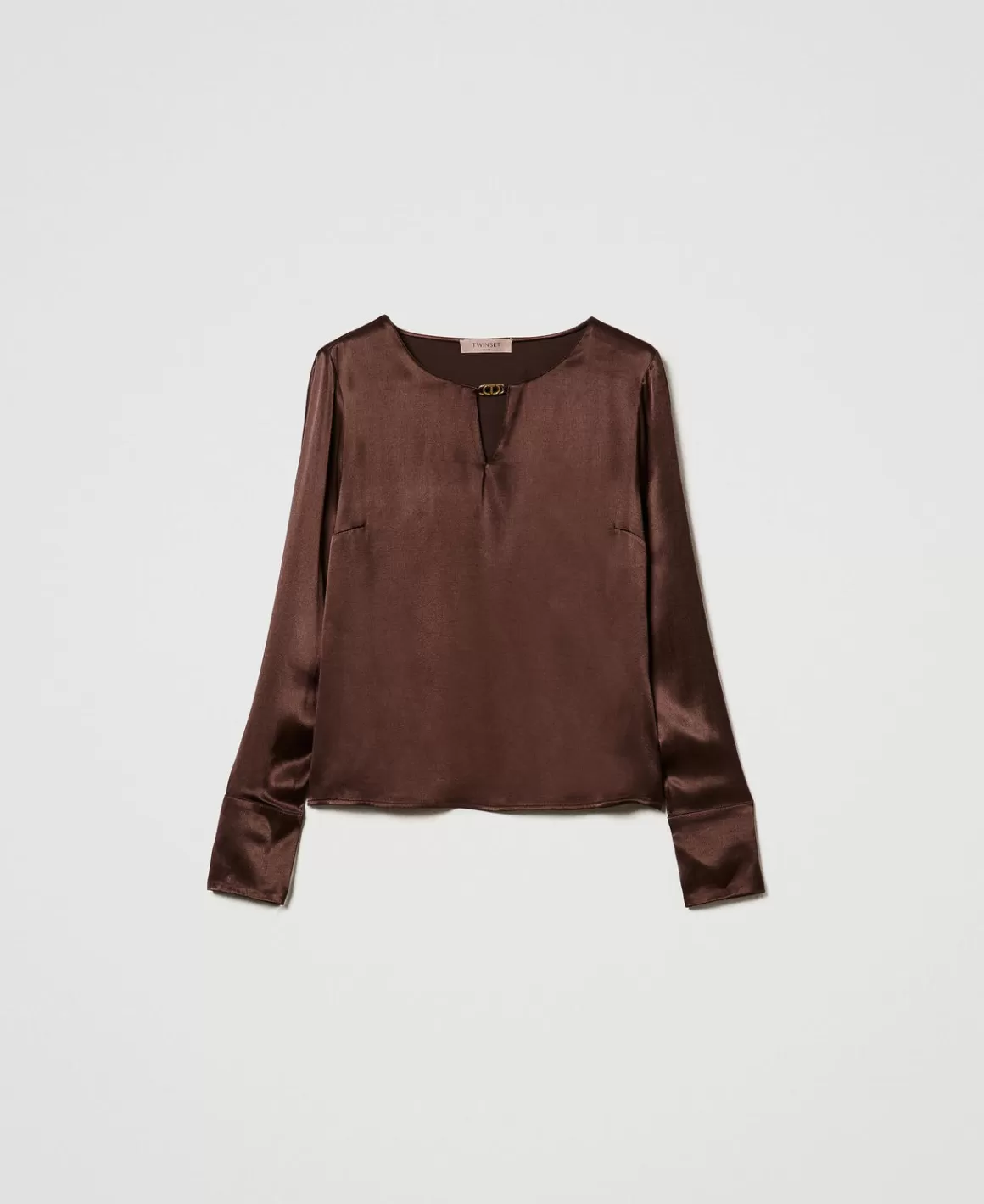 TWINSET Milano Blouses Et Chemises*Blouse En Satin Avec Oval T Chocolat