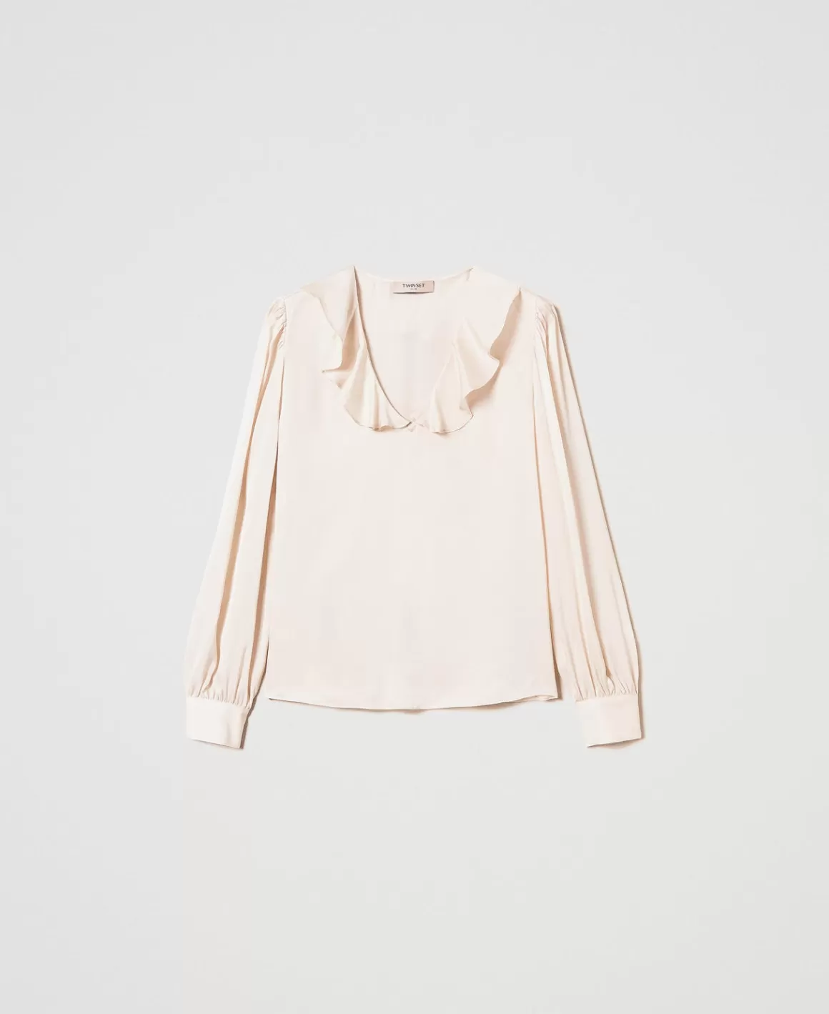 TWINSET Milano Blouses Et Chemises*Blouse En Satin Avec Volant Blanc « Old White »