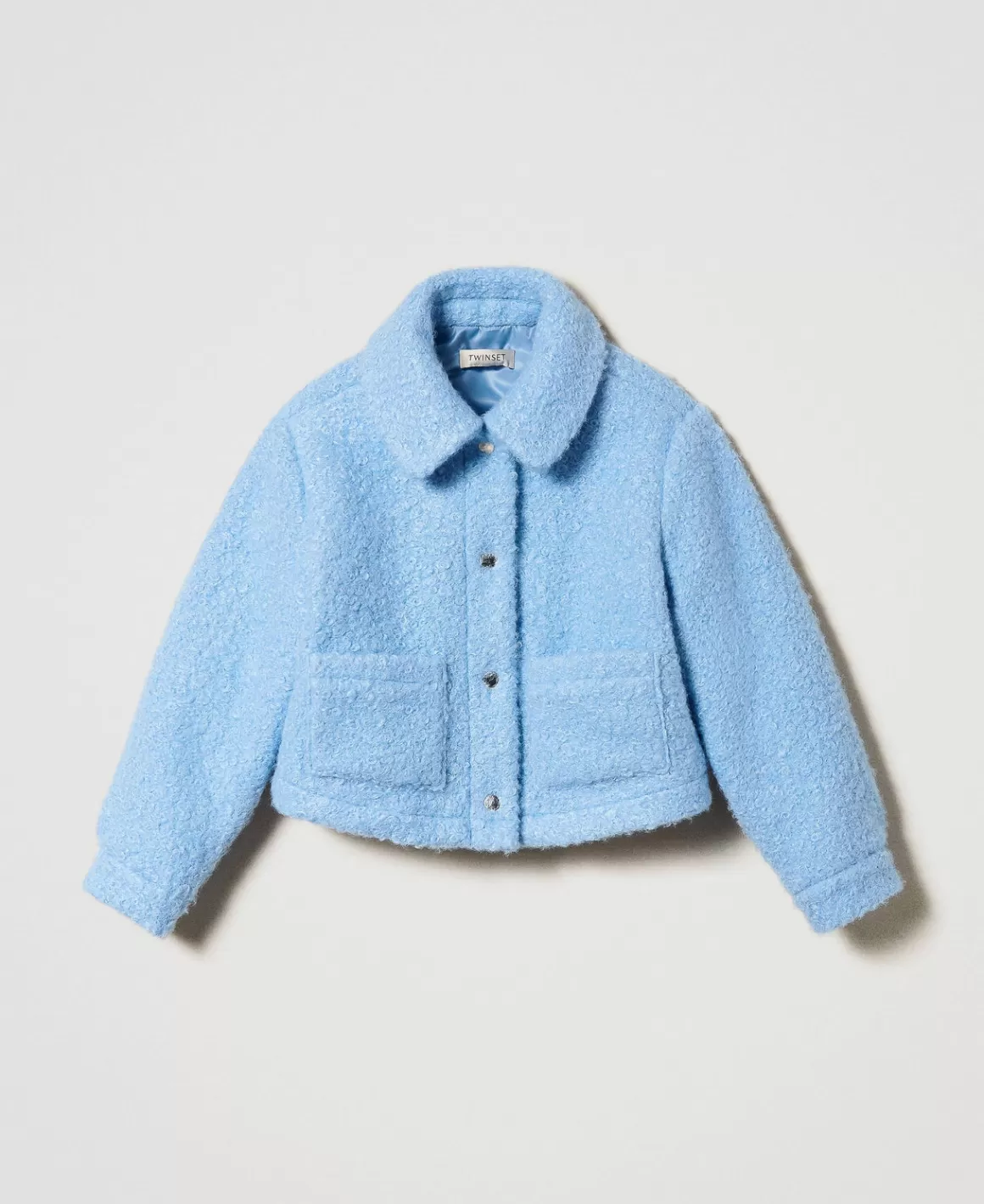 TWINSET Milano Blousons Et Manteaux*Blouson Court En Drap Bouclette Bleu « Frozen Fjord »