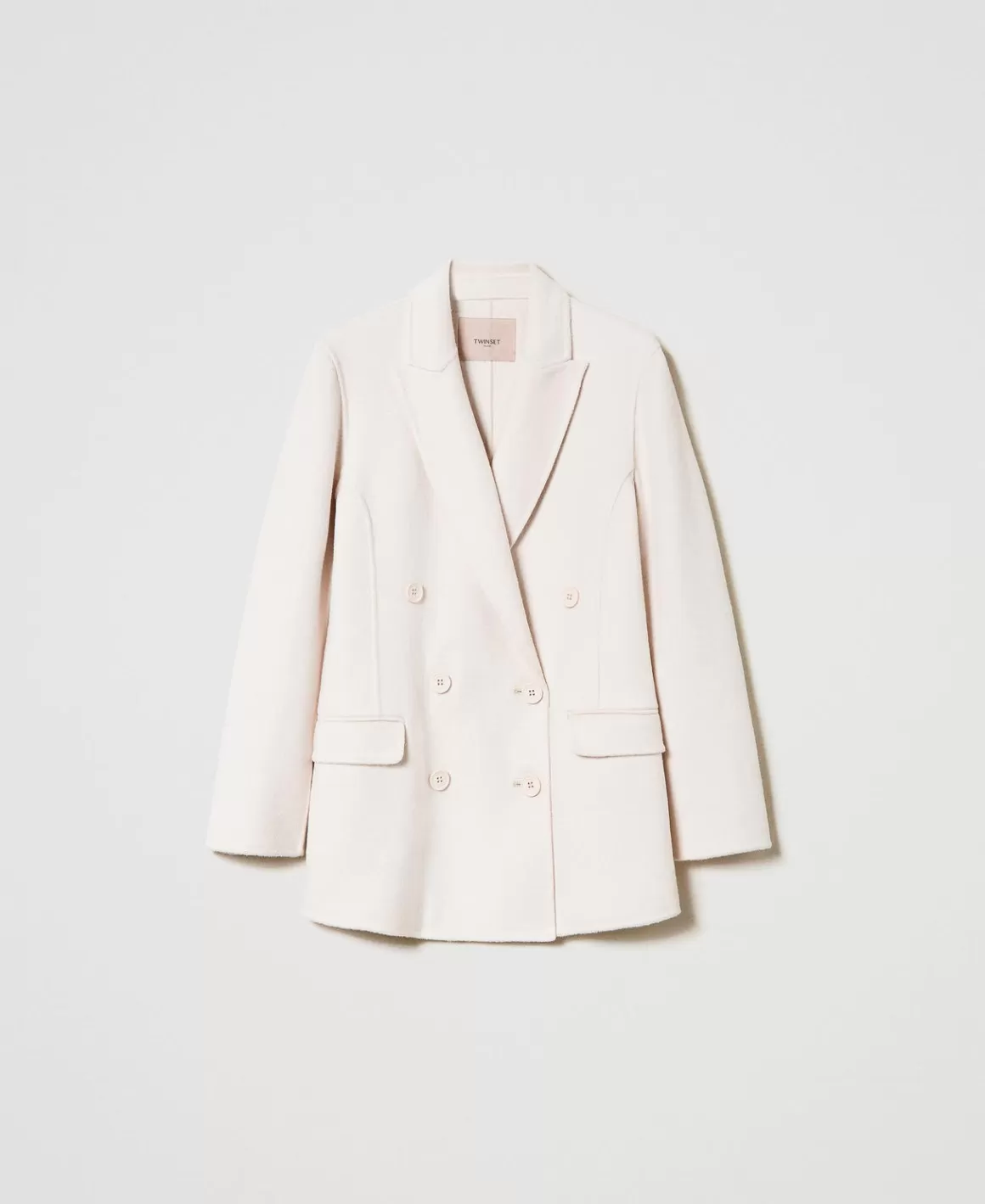 TWINSET Milano Blousons Et Doudounes | Blazers*Blouson Croisé En Drap Double De Laine Mélangée Blanc « Old White »