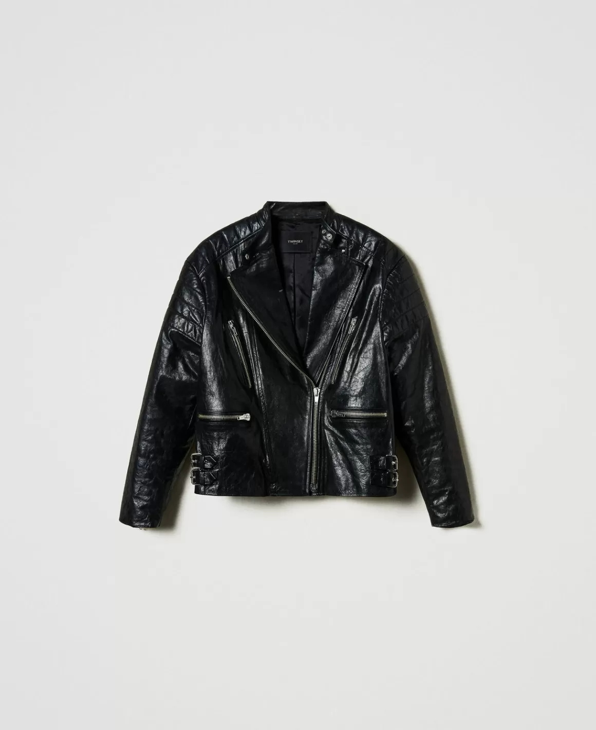 TWINSET Milano Blousons Et Doudounes*Blouson Motard «Fairfax» En Cuir Noir