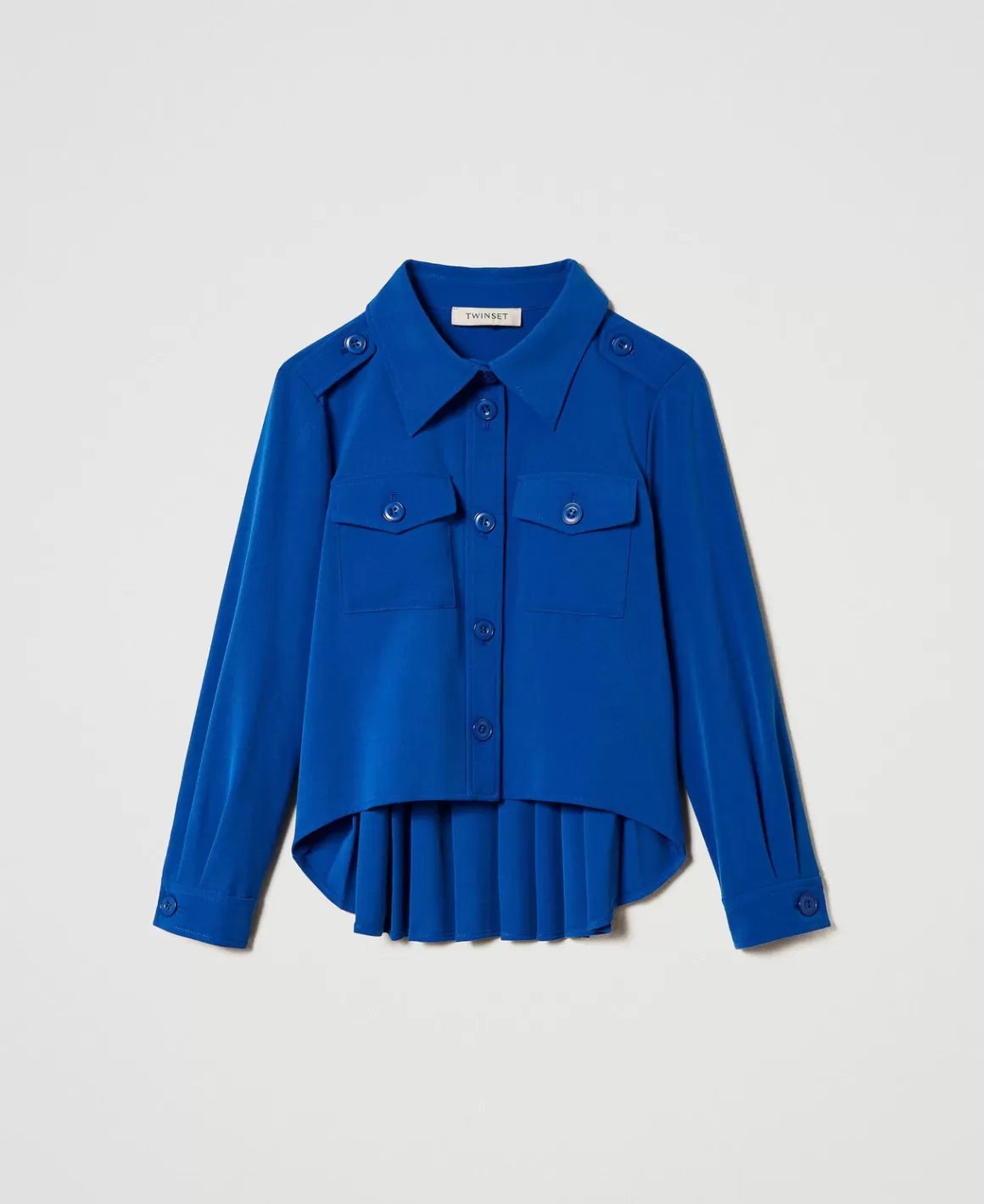 TWINSET Milano Blousons Et Manteaux | Blouses Et Chemises*Blouson Surchemise En Flanelle Bleu « Surf »