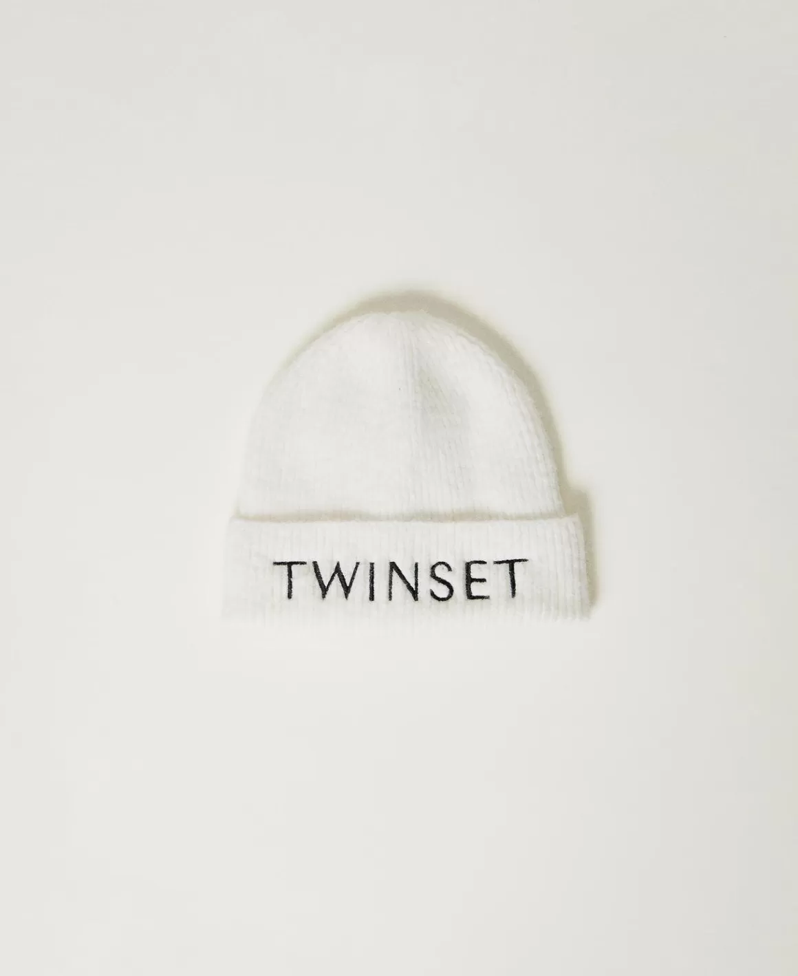 TWINSET Milano Accessoires*Bonnet En Maille Avec Broderie Siglée Off White