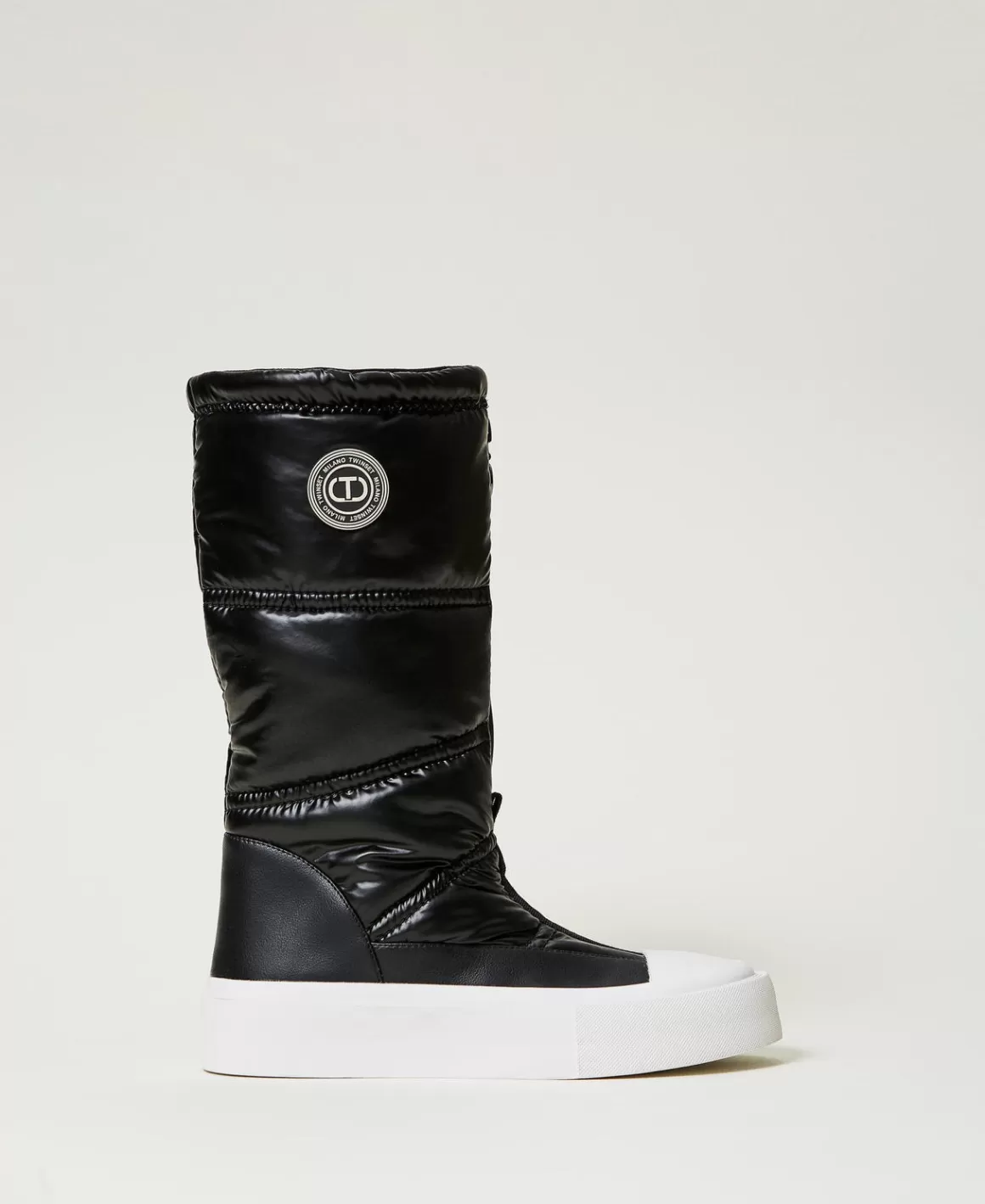 TWINSET Milano Chaussures Plates | Bottes Et Bottines*Bottes Rembourrées Avec Logo Noir