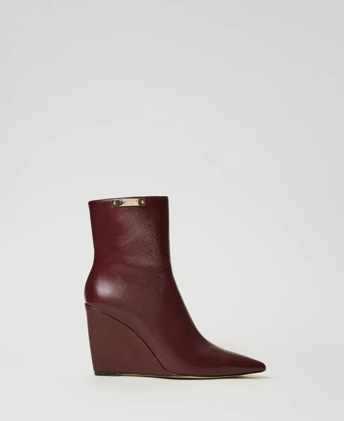 TWINSET Milano Chaussures À Talons | Bottes Et Bottines*Bottines Avec Semelle Compensée Et étiquette Siglée Bordeaux