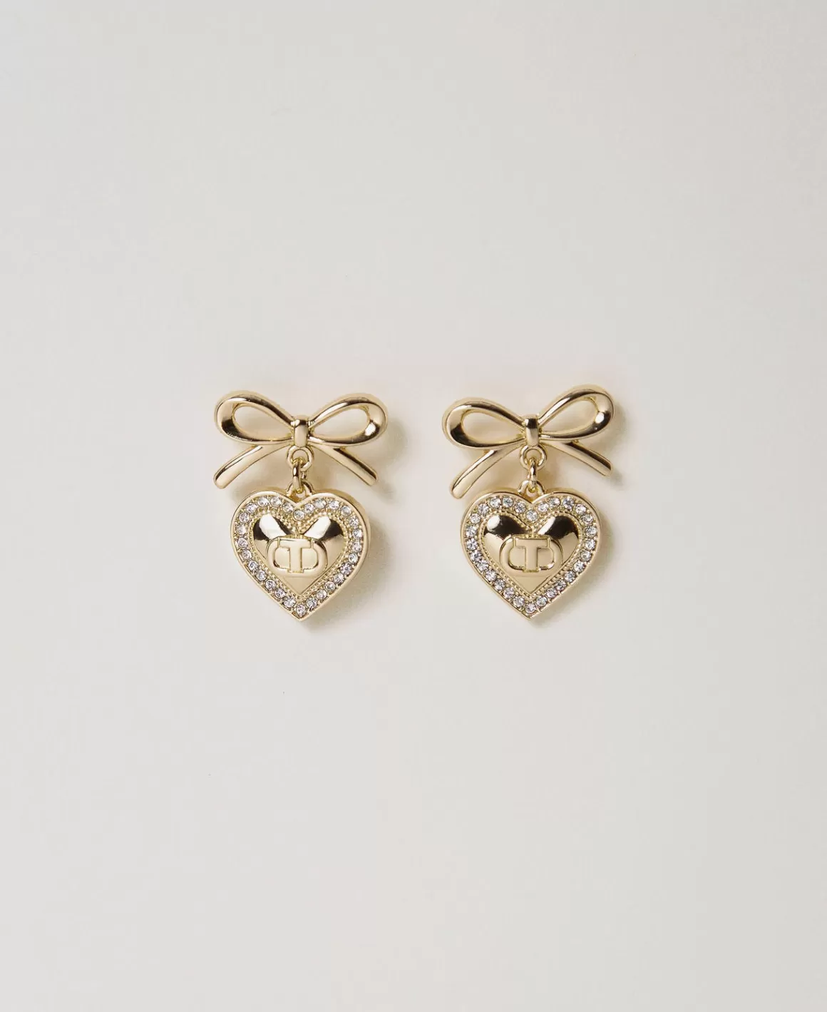 TWINSET Milano Bijoux*Boucles D’oreilles En Cœur Avec Strass Et Oval T New Gold