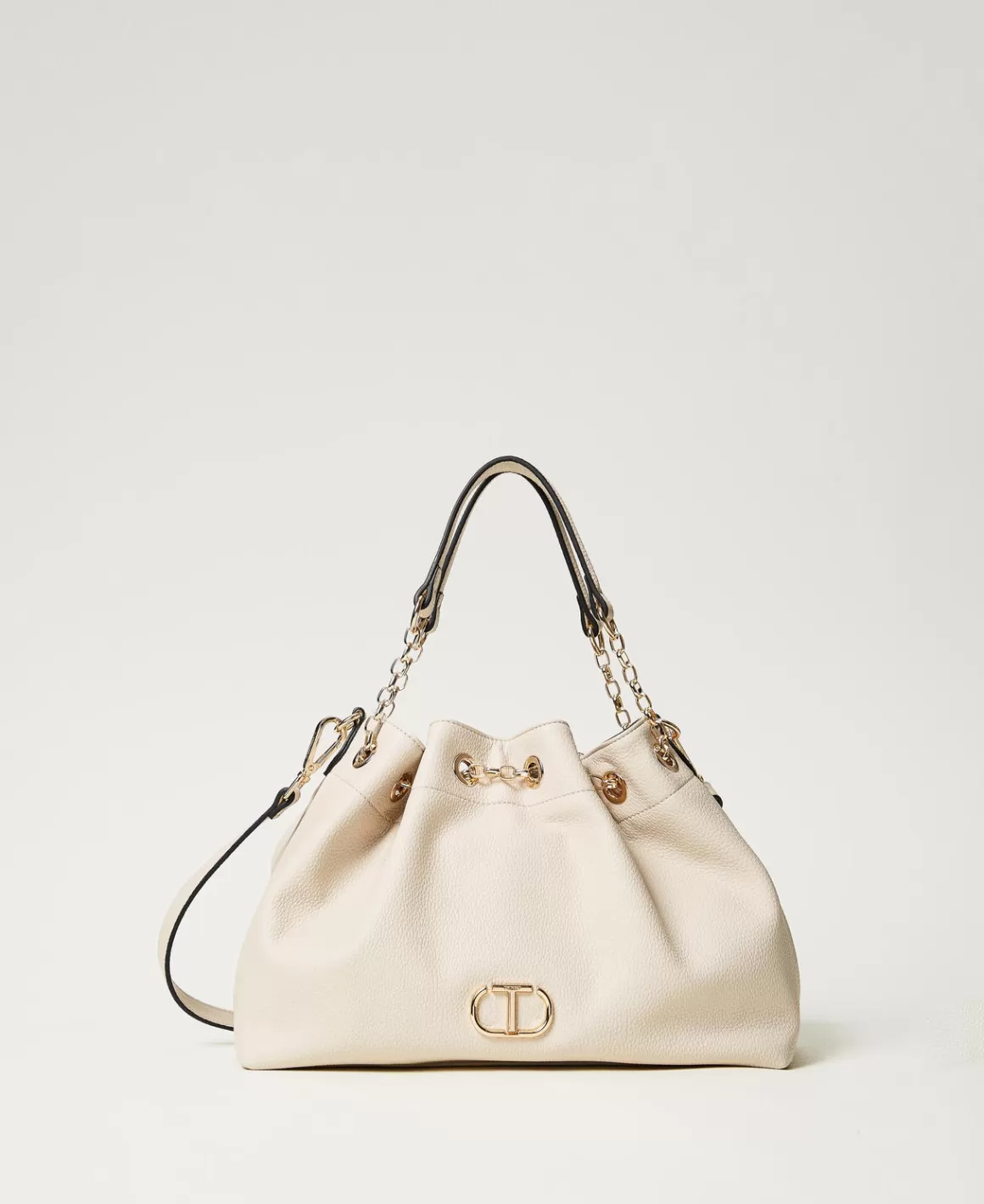 TWINSET Milano Cabas | Sacs À Bandoulière*Cabas Avec Oval T Et Anses Façon Cordon De Serrage Off White
