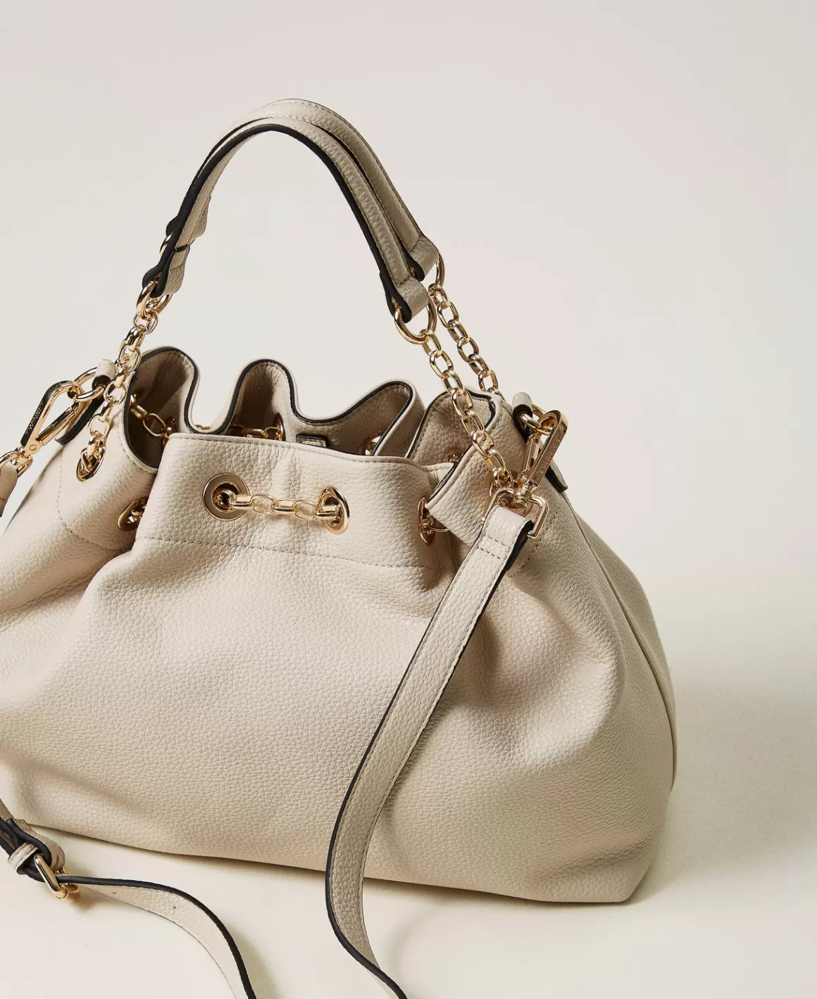 TWINSET Milano Cabas | Sacs À Bandoulière*Cabas Avec Oval T Et Anses Façon Cordon De Serrage Off White