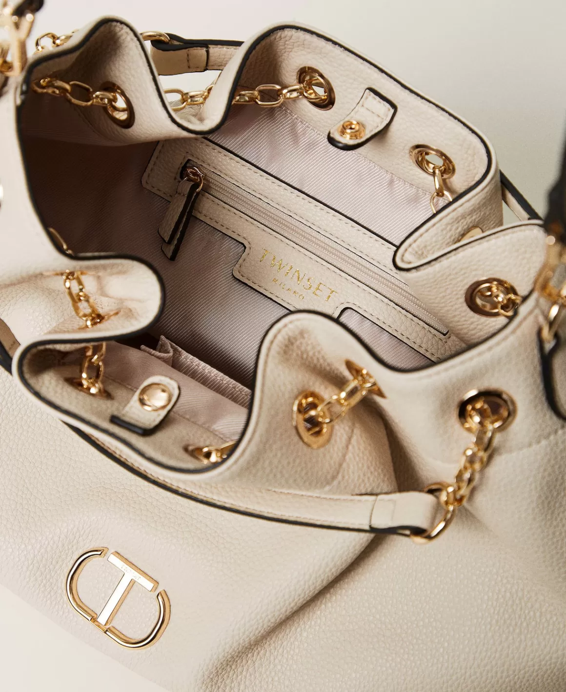 TWINSET Milano Cabas | Sacs À Bandoulière*Cabas Avec Oval T Et Anses Façon Cordon De Serrage Off White