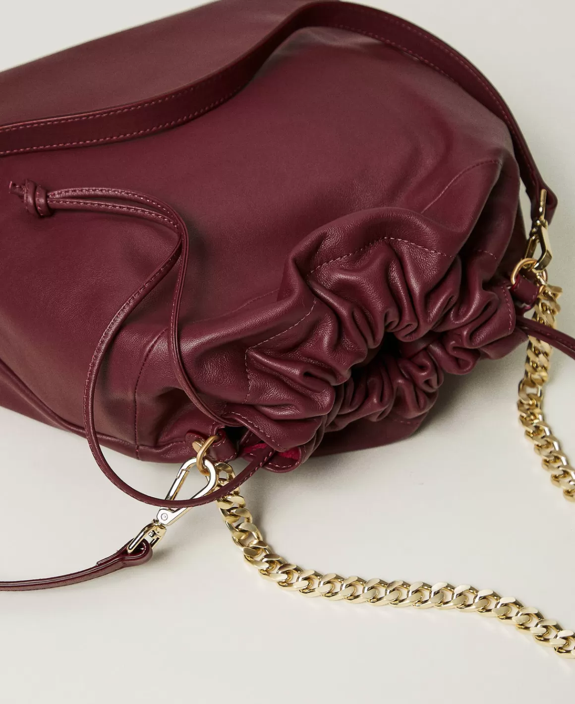 TWINSET Milano Cabas | Sacs Porté Épaule*Cabas Moyen En Cuir Avec Cordon De Serrage Bordeaux