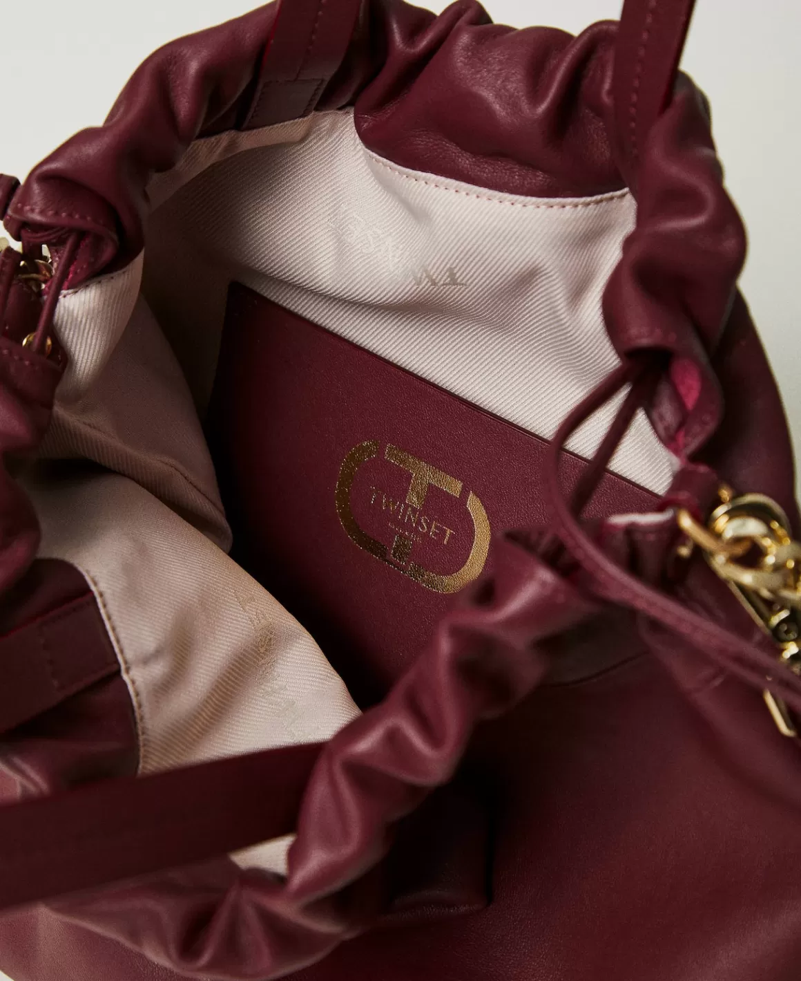 TWINSET Milano Cabas | Sacs Porté Épaule*Cabas Moyen En Cuir Avec Cordon De Serrage Bordeaux