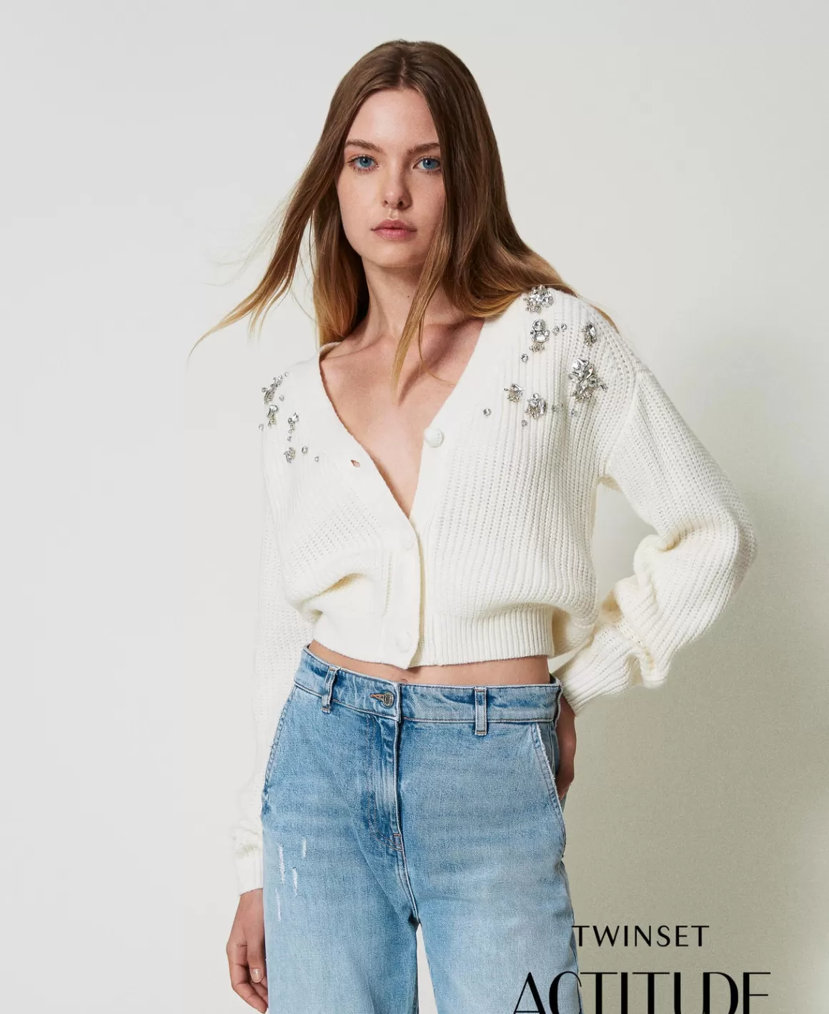 TWINSET Milano Pulls Et Cardigans*Cardigan Avec Broderies Réalisées à La Main Crème White