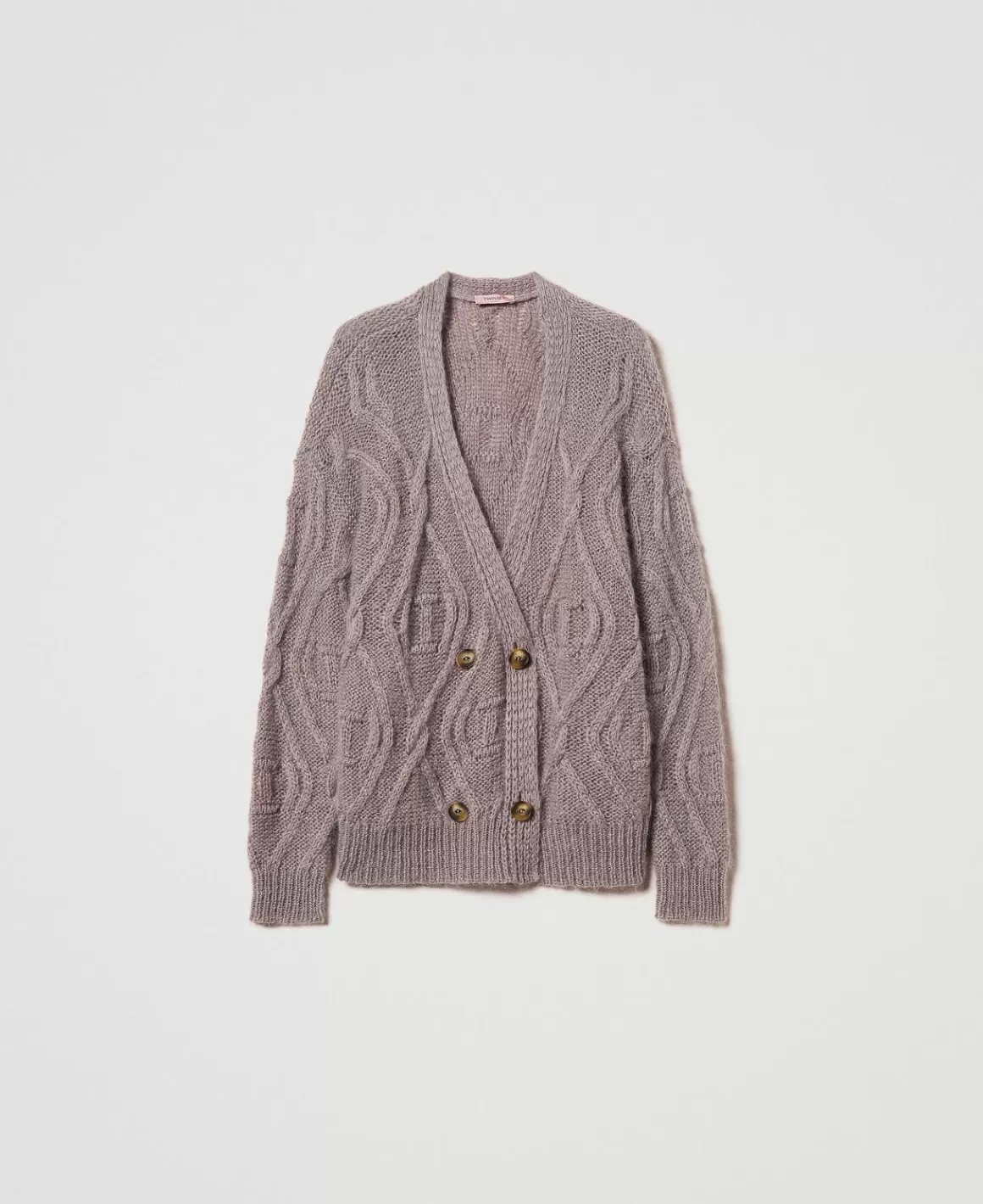 TWINSET Milano Pulls Et Cardigans*Cardigan Croisé En Mohair Mélangé Taupe Foncé