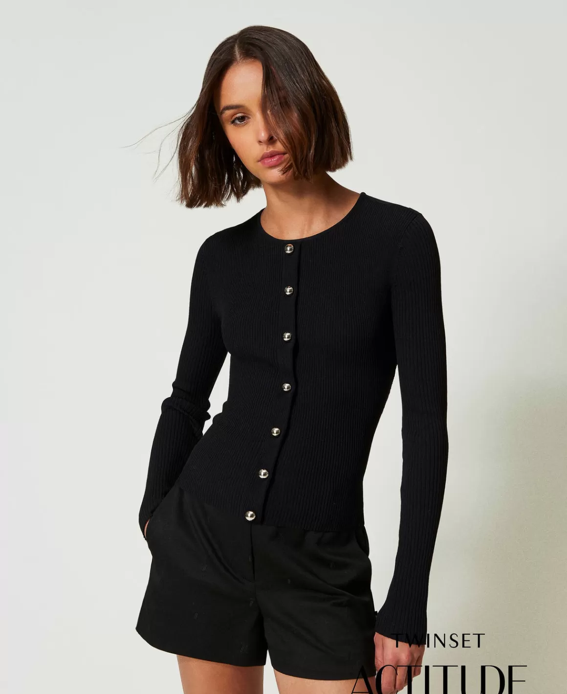 TWINSET Milano Pulls Et Cardigans*Cardigan Côtelé Avec Clous Noir