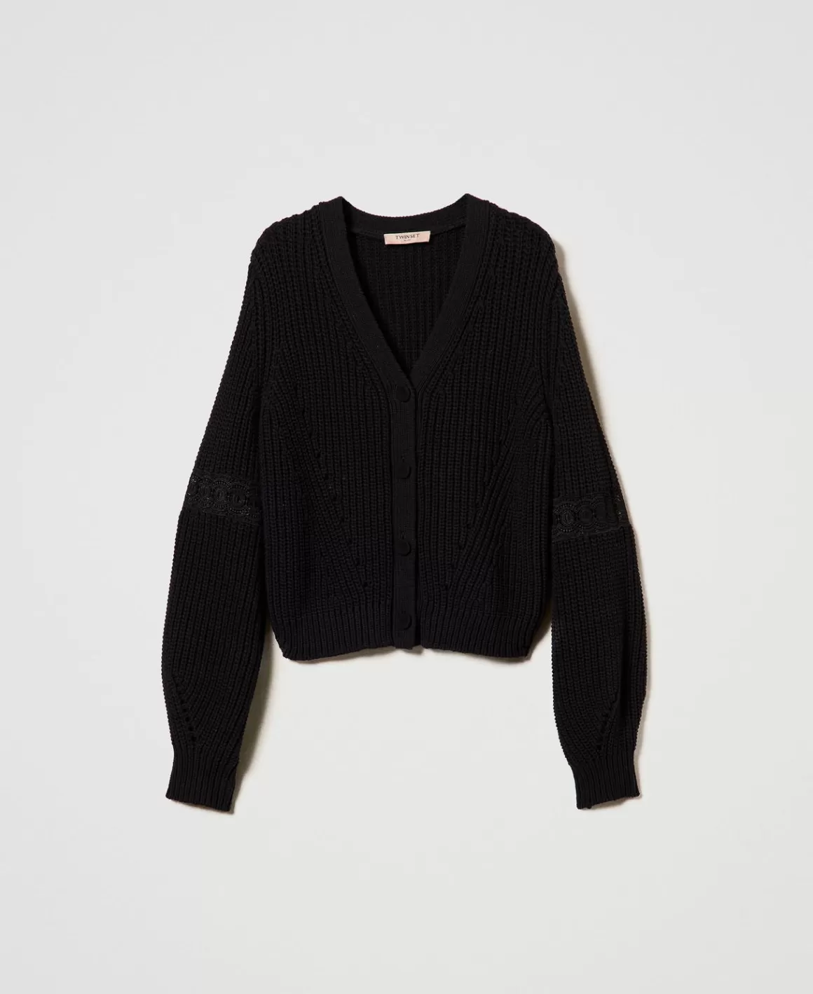 TWINSET Milano Pulls Et Cardigans*Cardigan Côtelé Avec Dentelle Noir