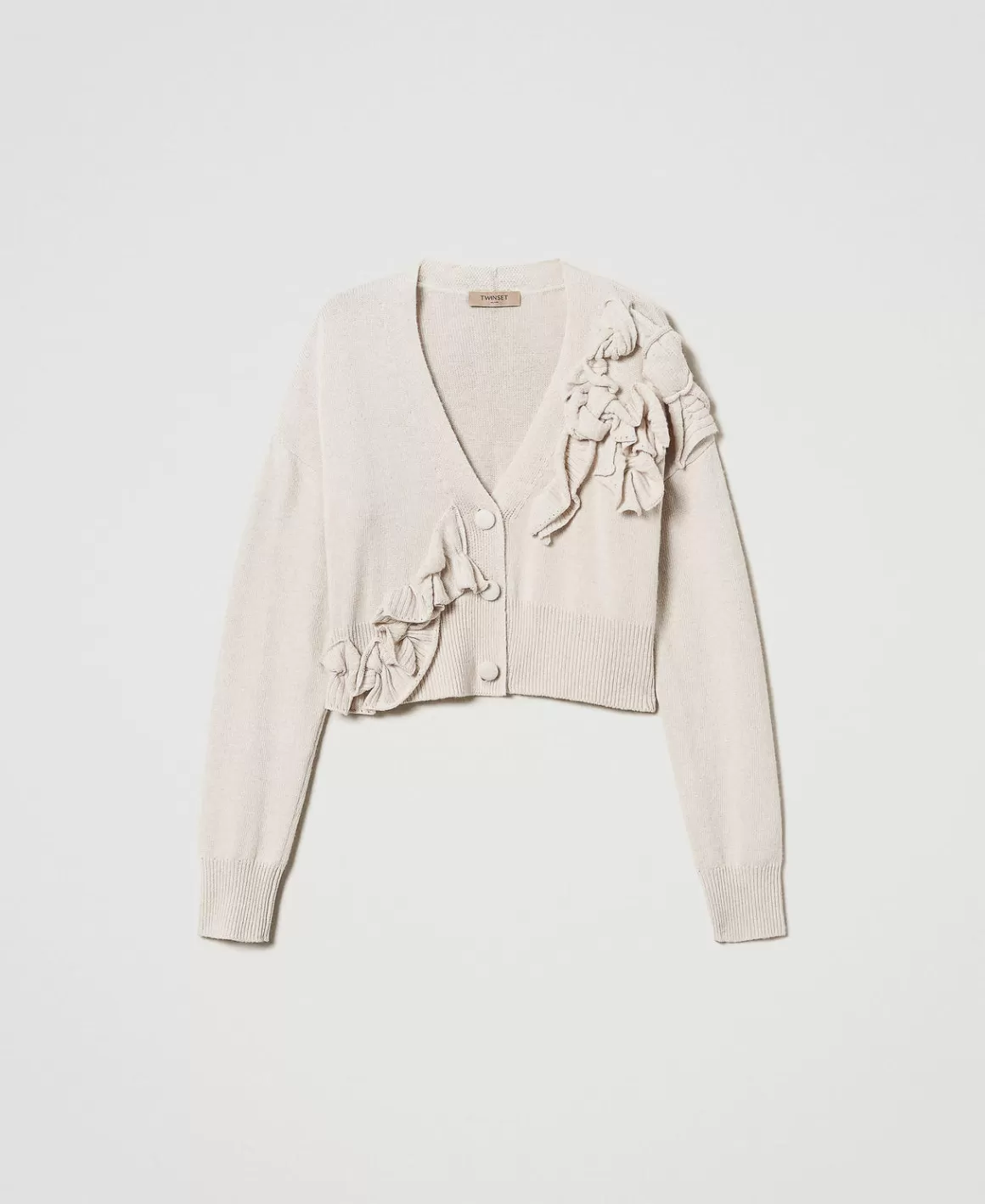 TWINSET Milano Pulls Et Cardigans*Cardigan En Laine Mélangée Avec Volants Blanc « Old White »