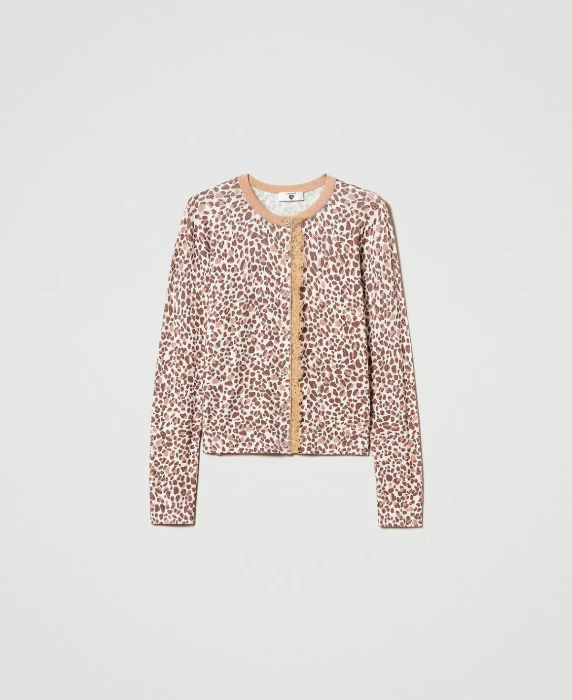 TWINSET Milano Pulls Et Cardigans*Cardigan En Maille Avec Imprimé Et Dentelle Multicolore Imprimé Animalier