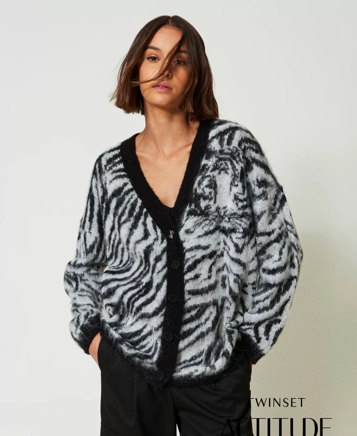 TWINSET Milano Pulls Et Cardigans*Cardigan MYFO Jacquard Animalier Jacquard Bicolore Tigre