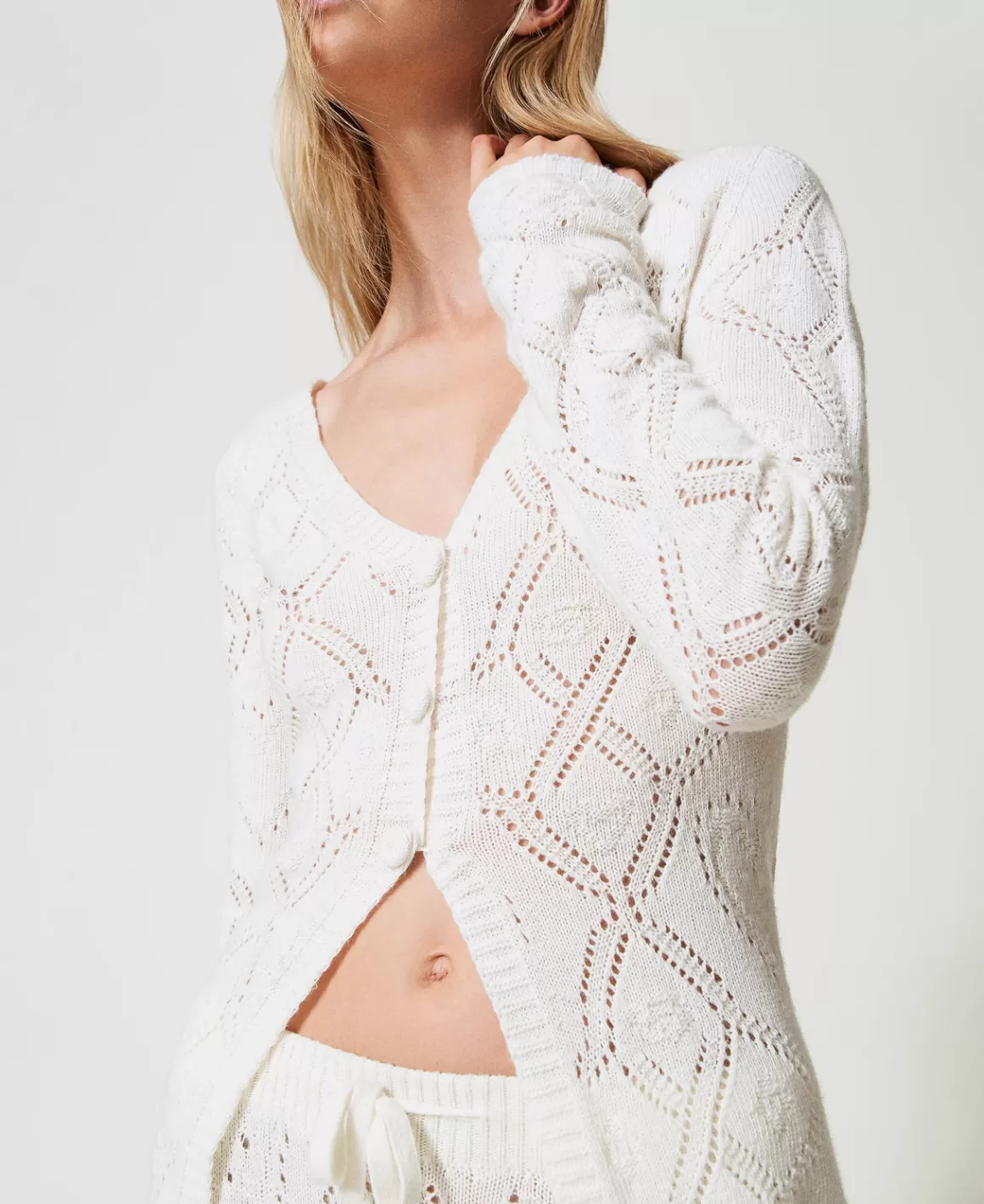 TWINSET Milano Pulls Et Cardigans*Cardigan Sans Coutures En Fil Treeblend Blanc Neige