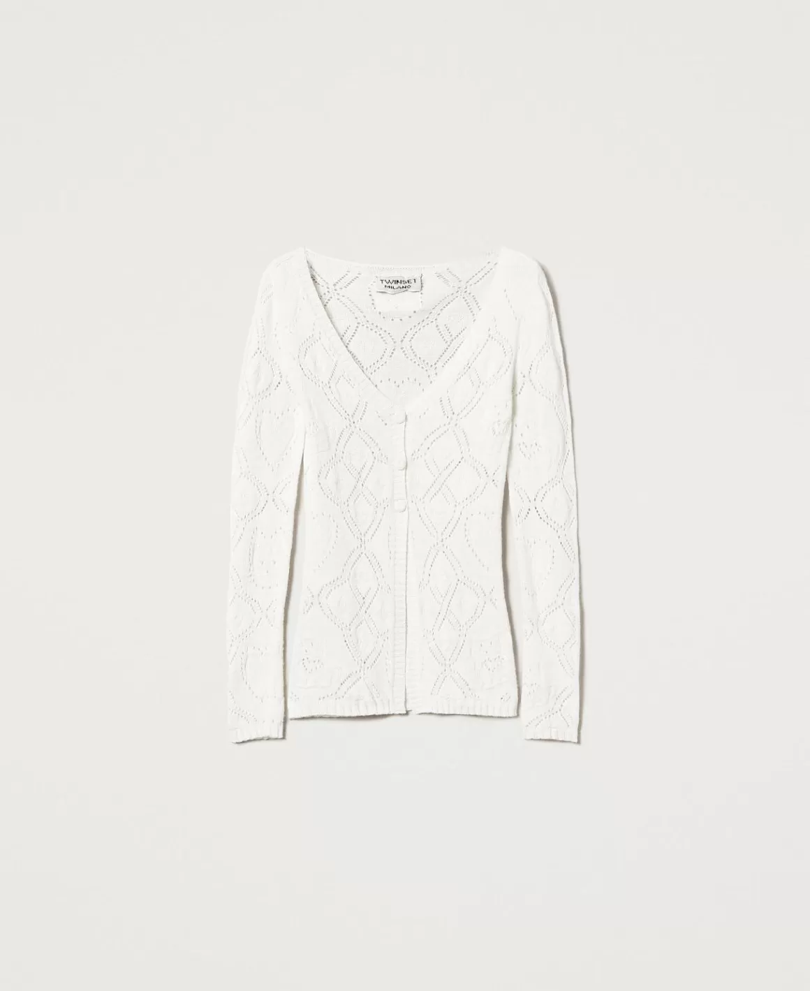 TWINSET Milano Pulls Et Cardigans*Cardigan Sans Coutures En Fil Treeblend Blanc Neige