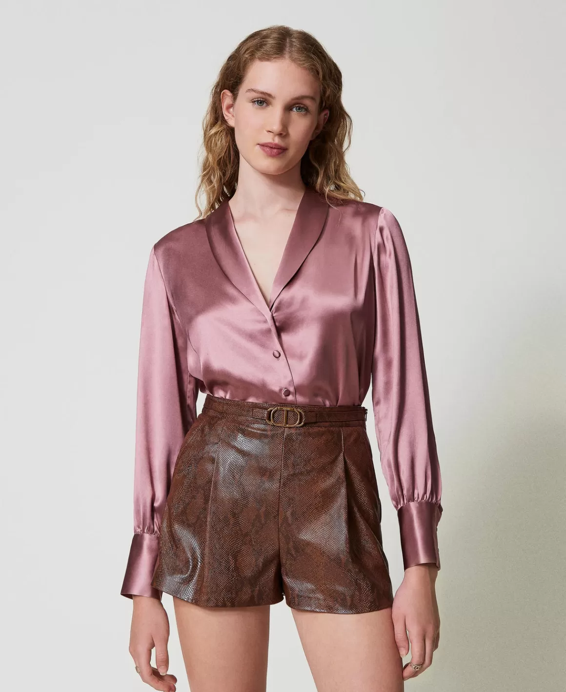 TWINSET Milano Blouses Et Chemises*Chemise Avec Col Châle Rose « Chocolate Ruby »