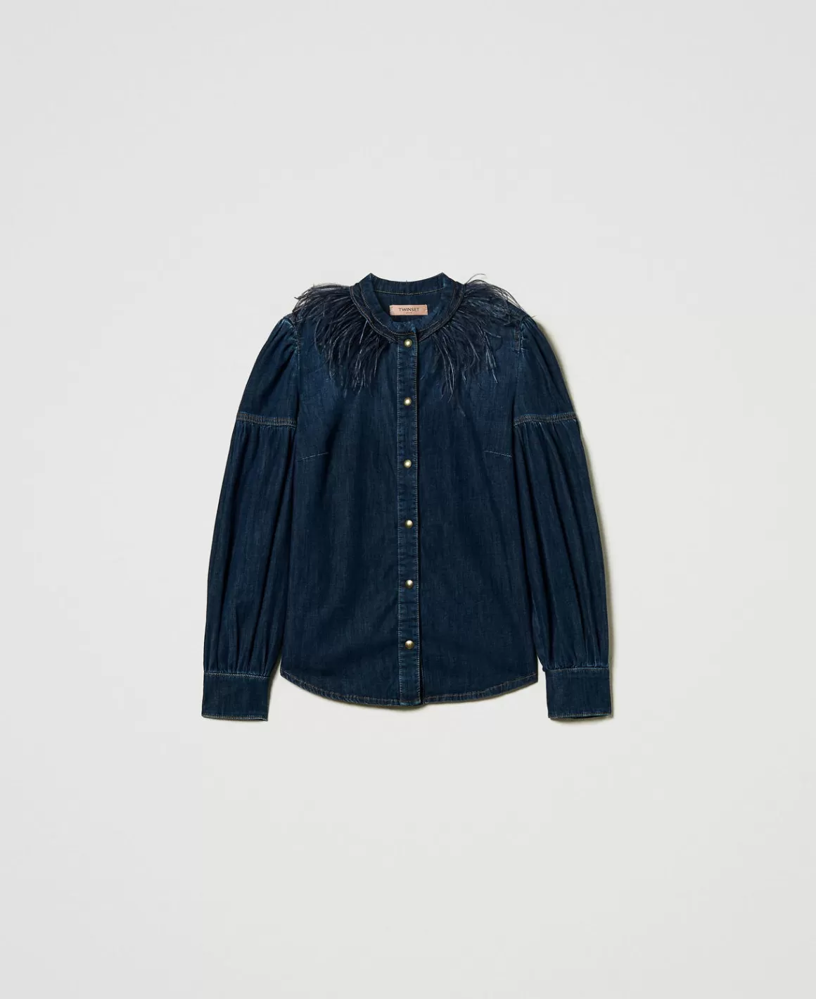 TWINSET Milano Blouses Et Chemises*Chemise En Jean Avec Plumes Denim Foncé