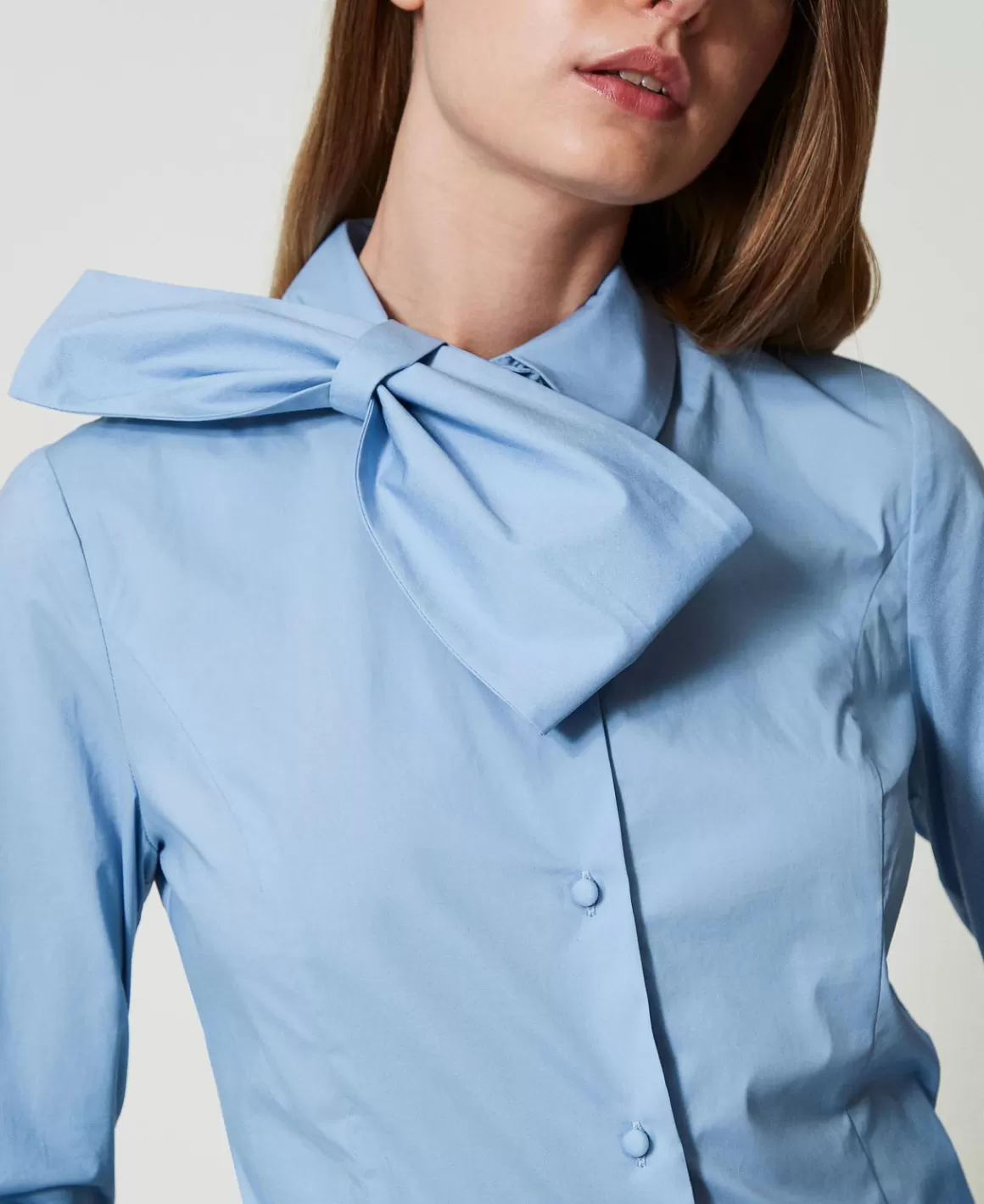 TWINSET Milano Blouses Et Chemises*Chemise En Popeline Avec Nœud Air Blue