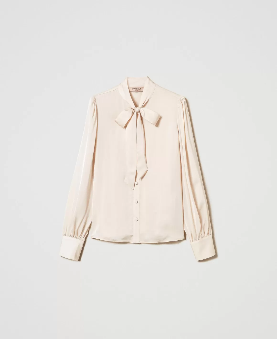 TWINSET Milano Blouses Et Chemises*Chemise En Satin Avec Nœud Blanc « Old White »