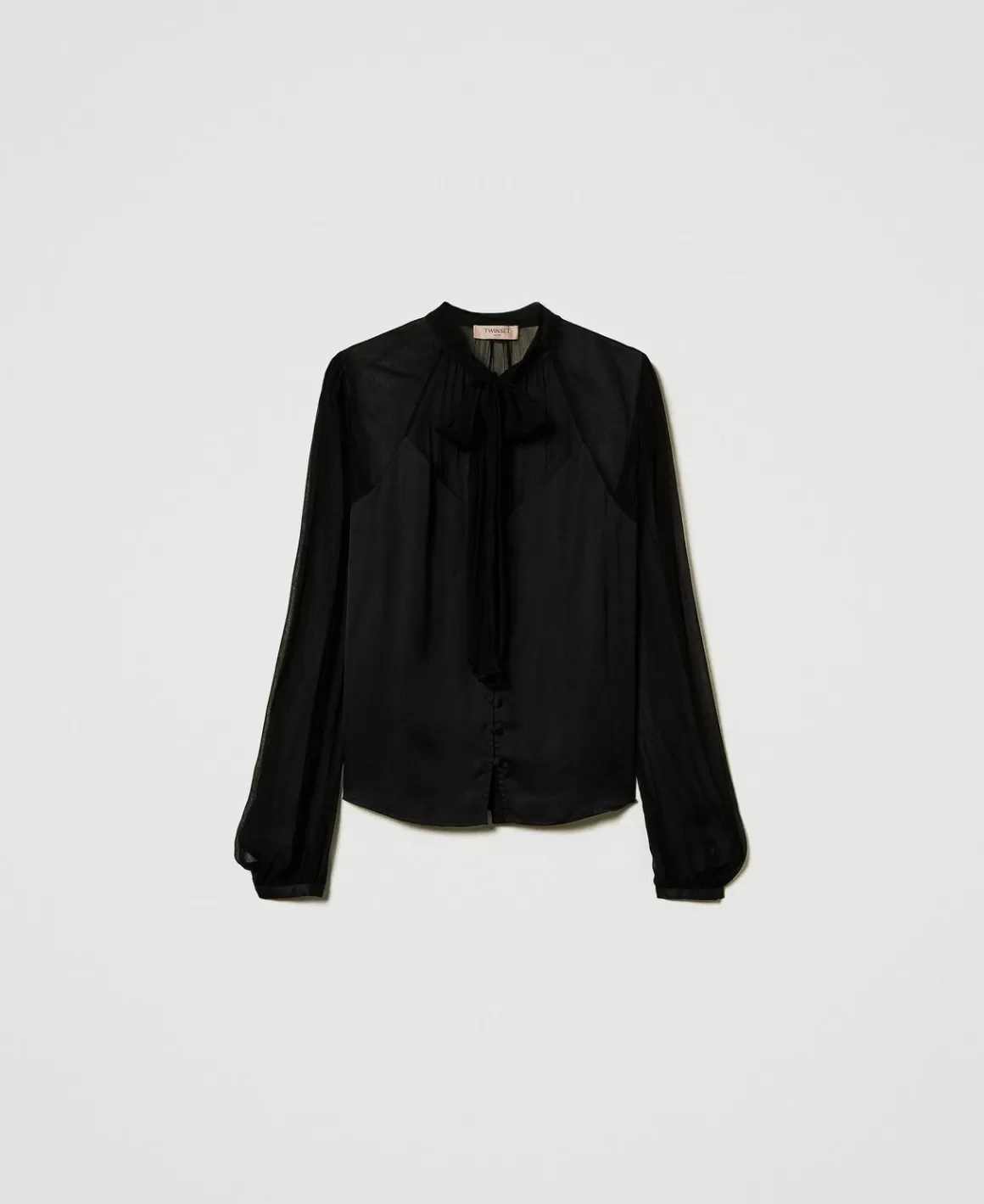 TWINSET Milano Blouses Et Chemises*Chemise En Satin Et Mousseline Noir