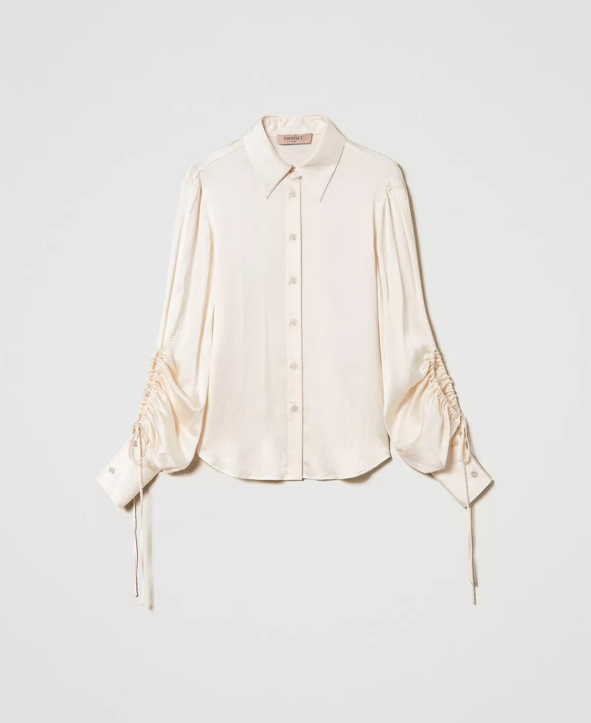 TWINSET Milano Blouses Et Chemises*Chemise En Satin Martelé Avec Ajour Blanc « Old White »