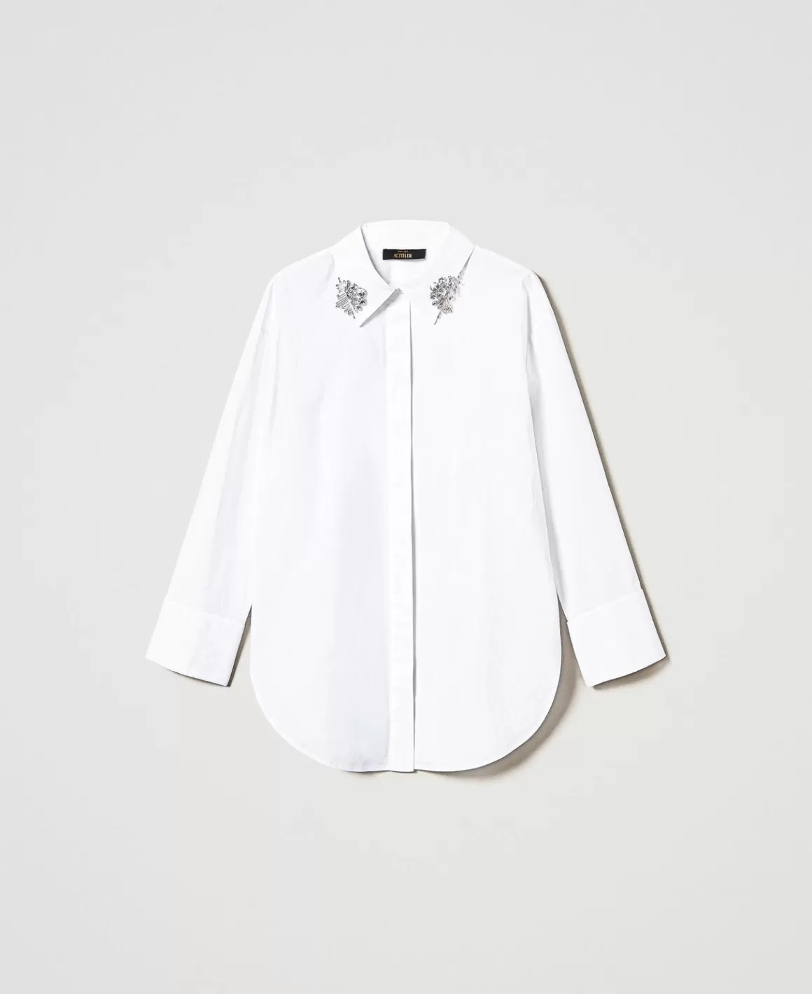 TWINSET Milano Blouses Et Chemises*Chemise Oversize En Popeline Avec Broderies Blanc "Papers"