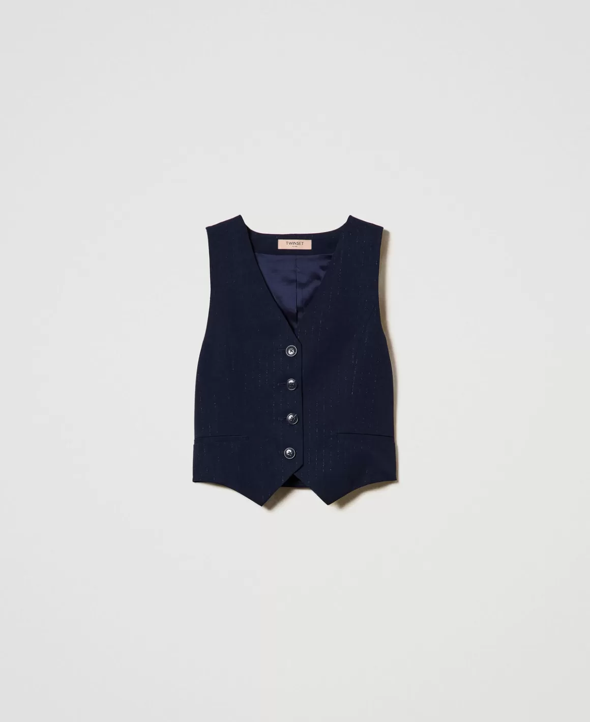 TWINSET Milano Blousons Et Doudounes | Blazers*Gilet Ajusté Rayé Avec Lurex Indigo Rayure Lurex